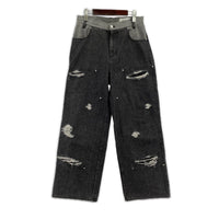 デニムパンツ VIEDIT/Double Knee Wide Denim Pants 1 ブラック