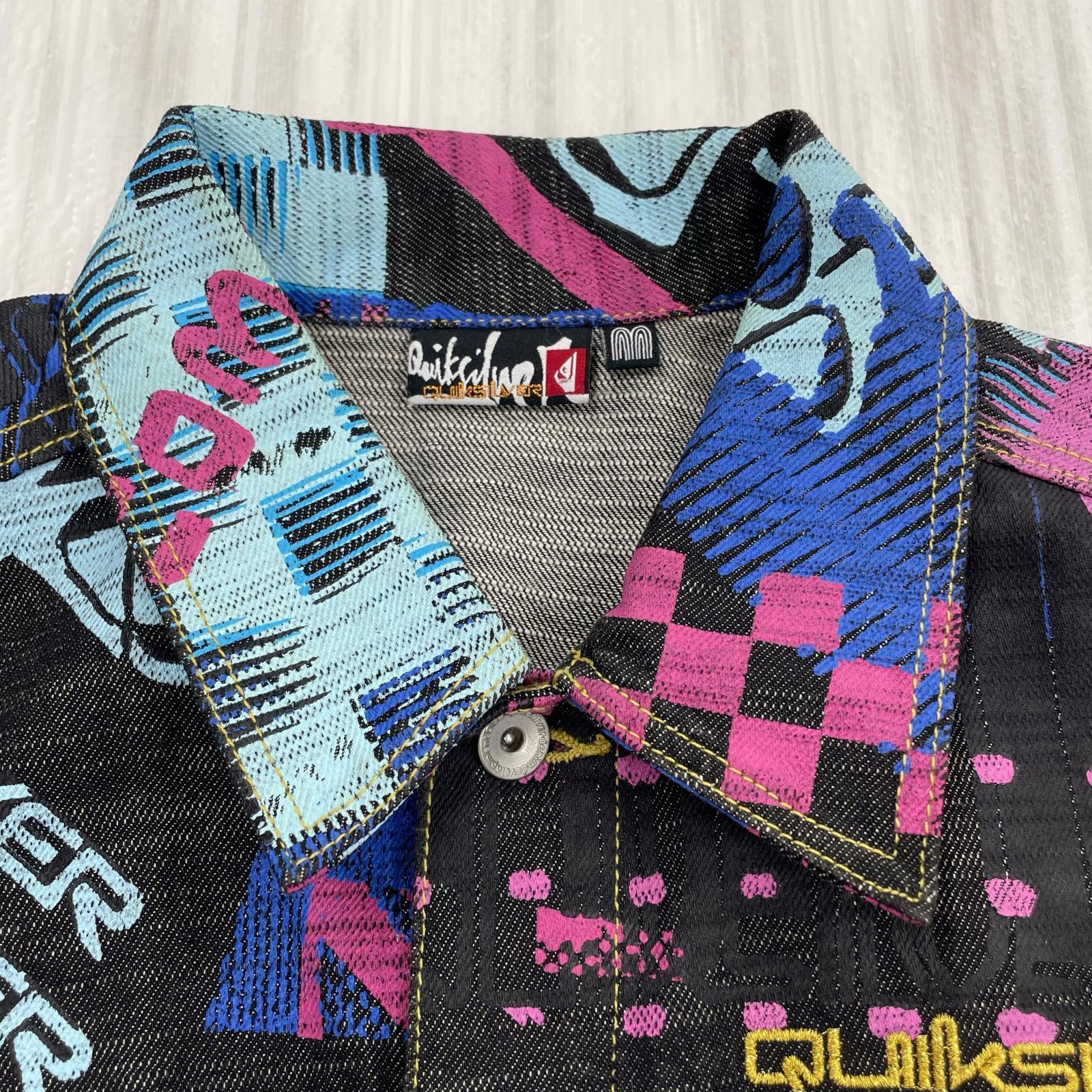 デニムジャケット QUICKSILVER ペイント総柄 M ブラック