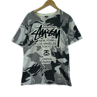 半袖Tシャツ STUSSY 大判ロゴプリントTEE 白 (M) M ブラック