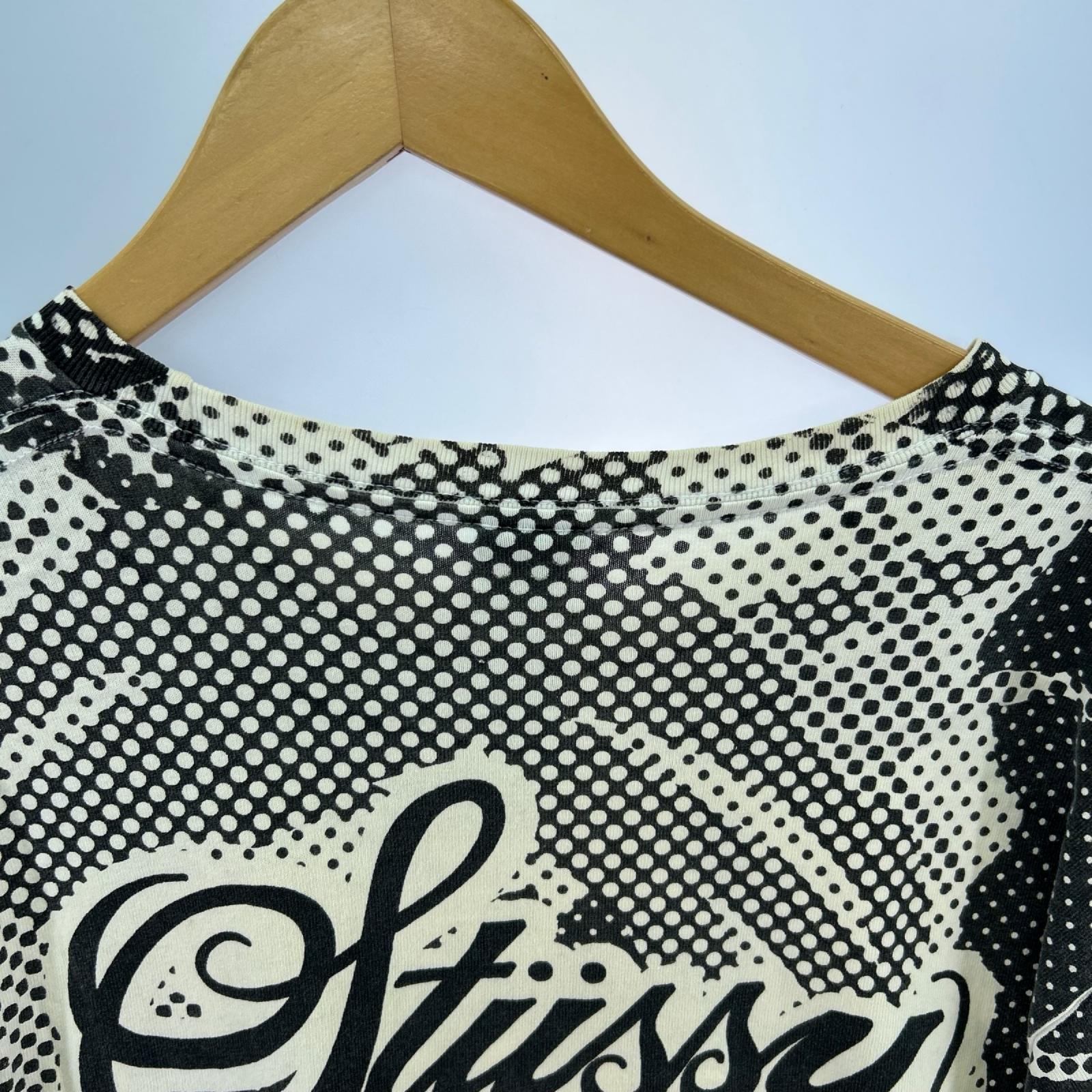 半袖Tシャツ STUSSY 大判ロゴプリントTEE 白 (M) M ブラック