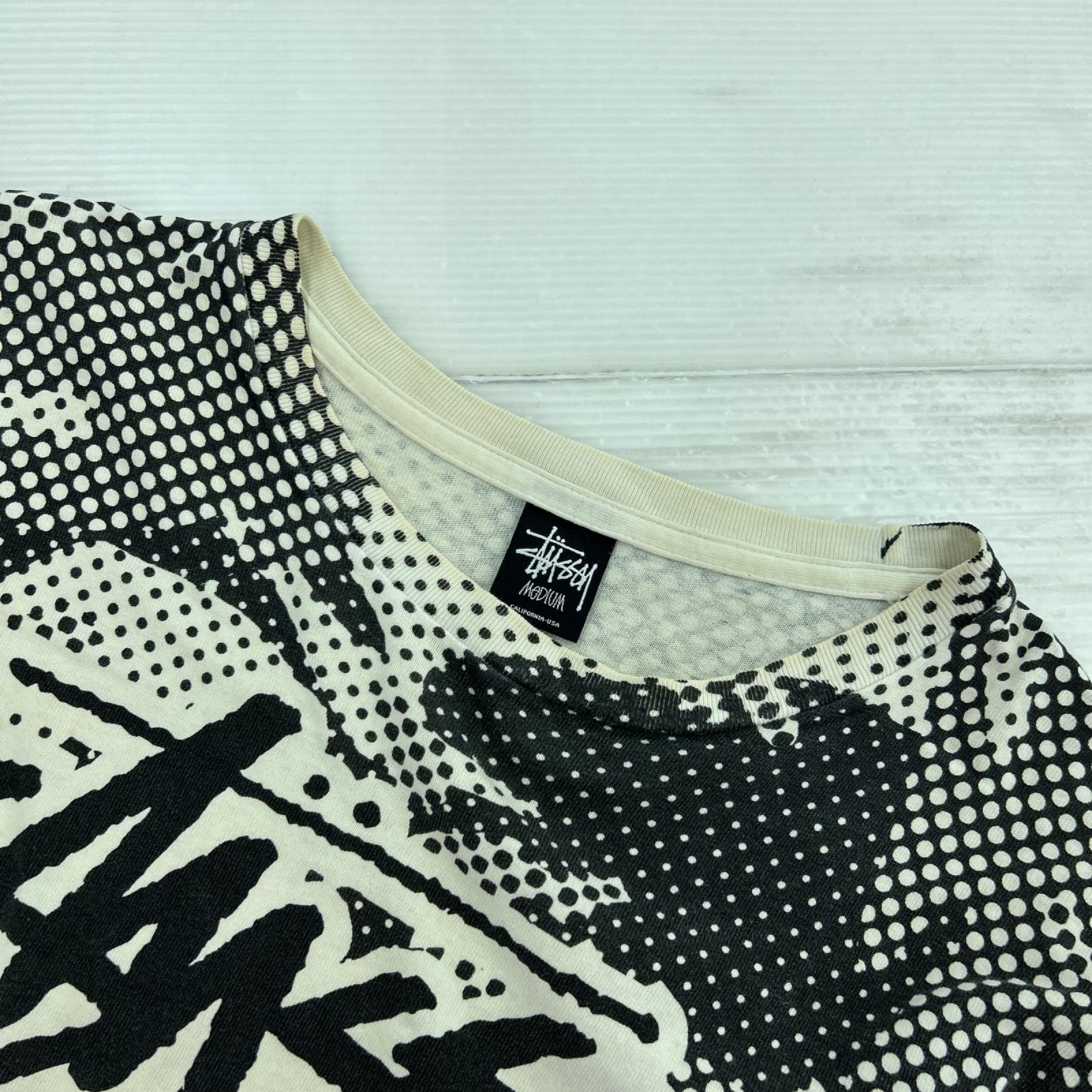 半袖Tシャツ STUSSY 大判ロゴプリントTEE 白 (M) M ブラック