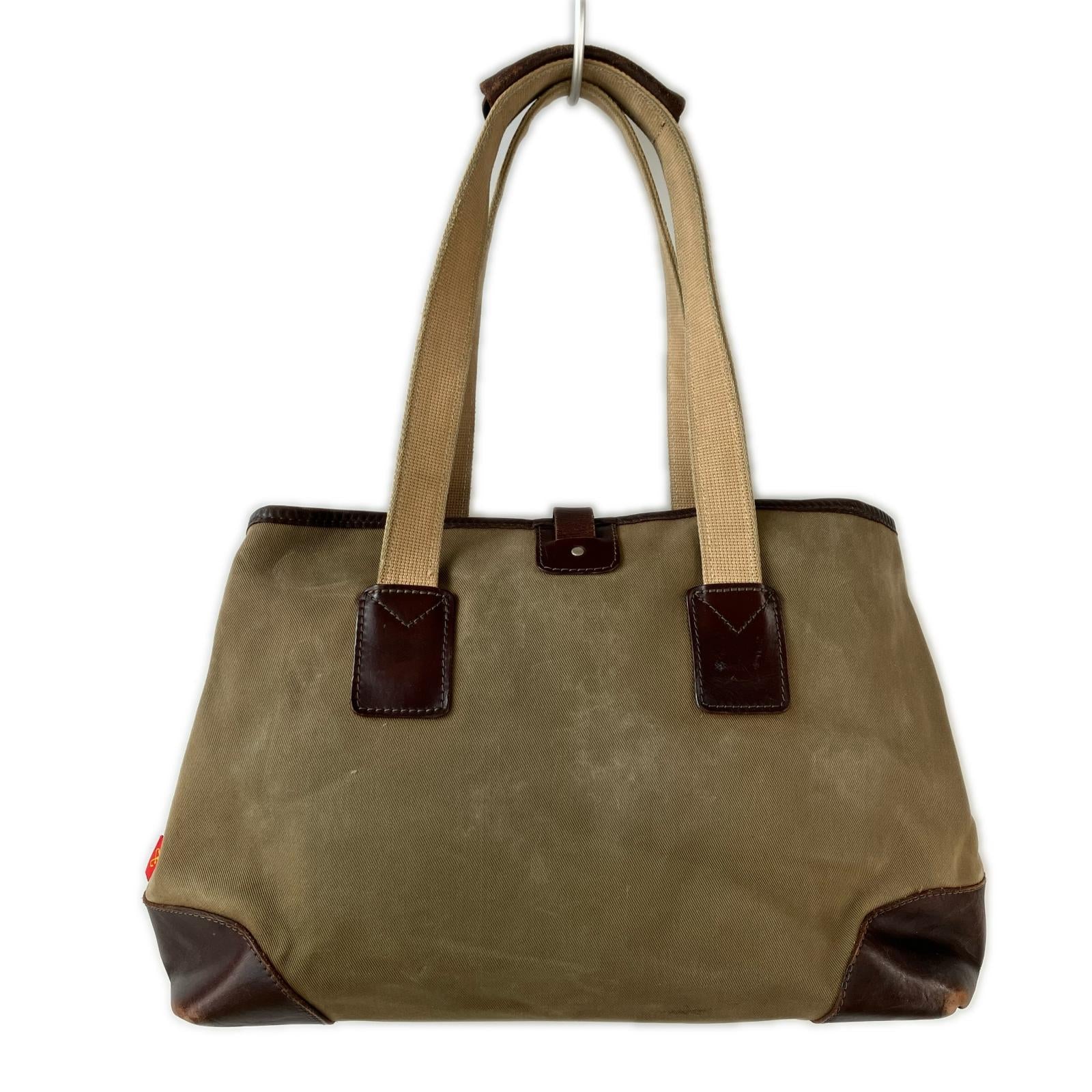 その他バッグ JOHN CHAPMAN レザー×キャンバス トートバッグ カーキ