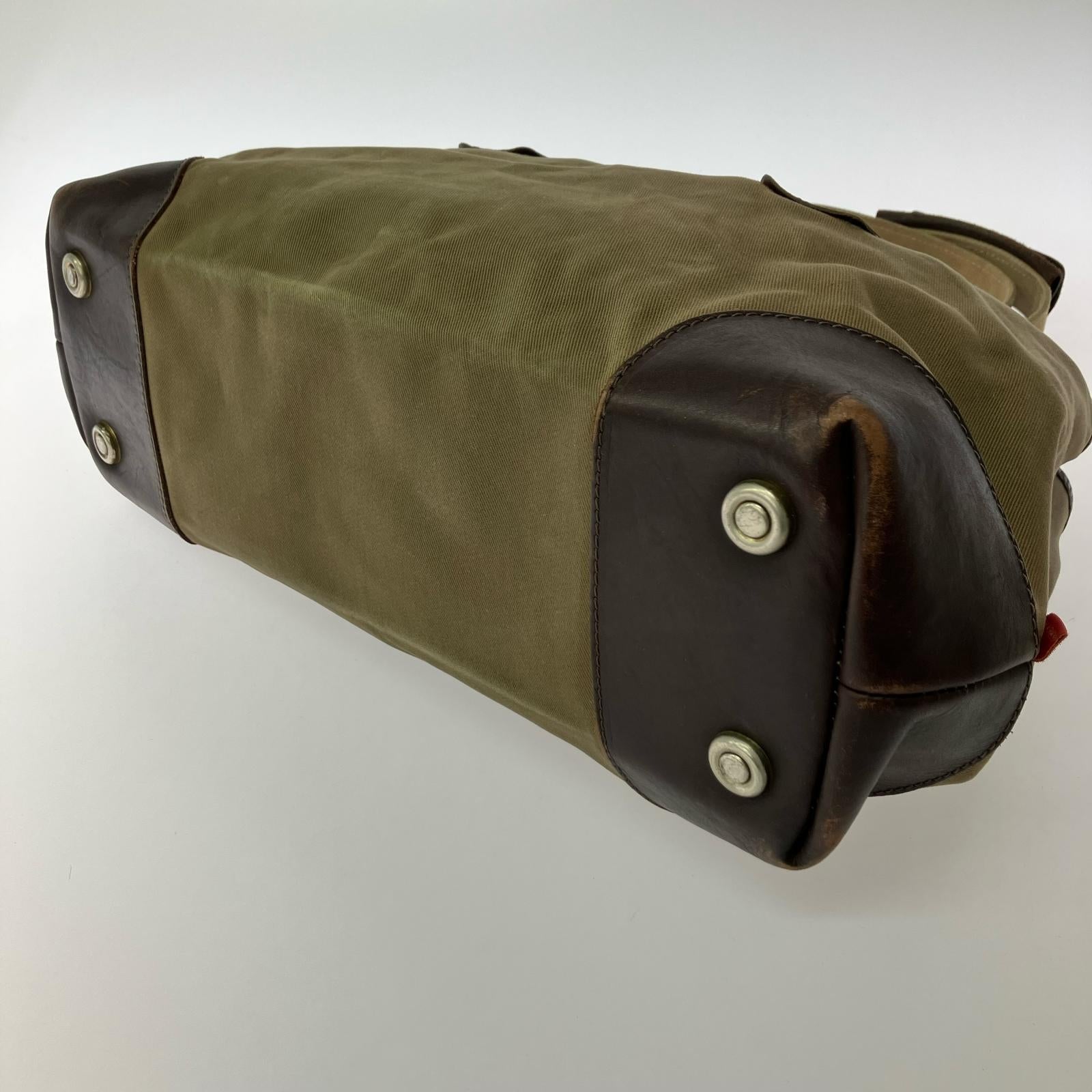 その他バッグ JOHN CHAPMAN レザー×キャンバス トートバッグ カーキ