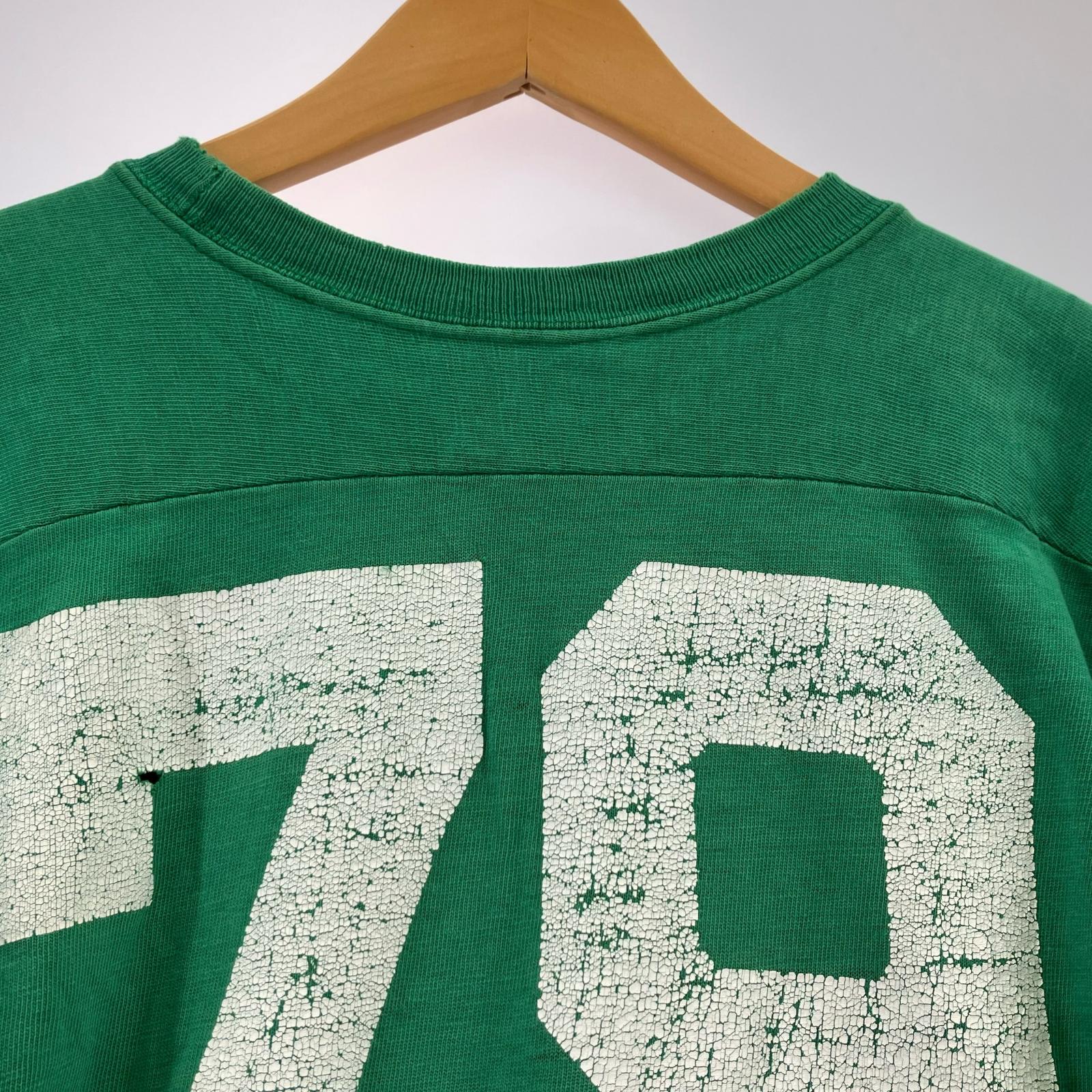 長袖Tシャツ 70s バータグ フットボールTEE 緑 (S) S グリーン