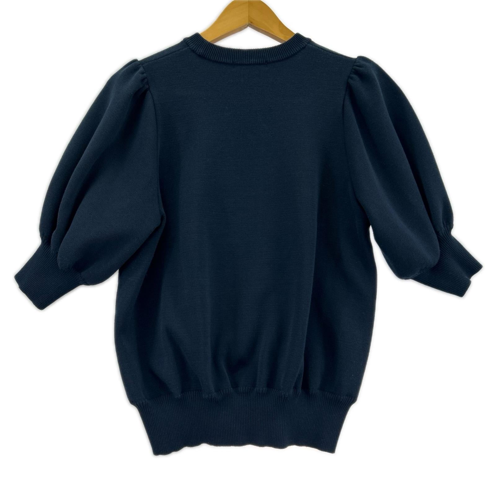 半袖Tシャツ yori コットンパフスリーブニット 紺 フリー