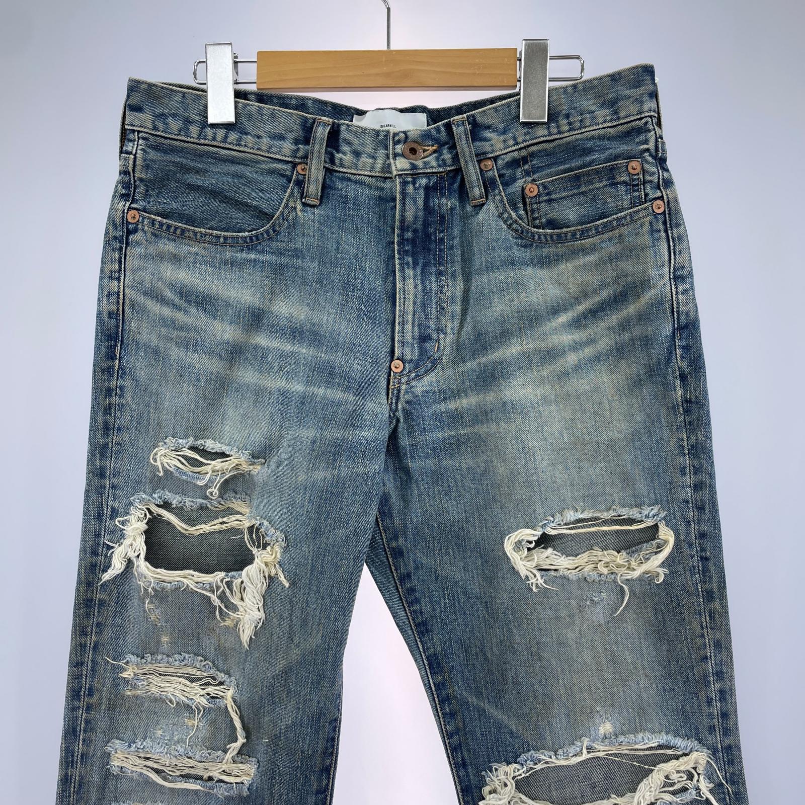 デニムパンツ Destressed Modern Denim Flared Cut W34 34 ブルー