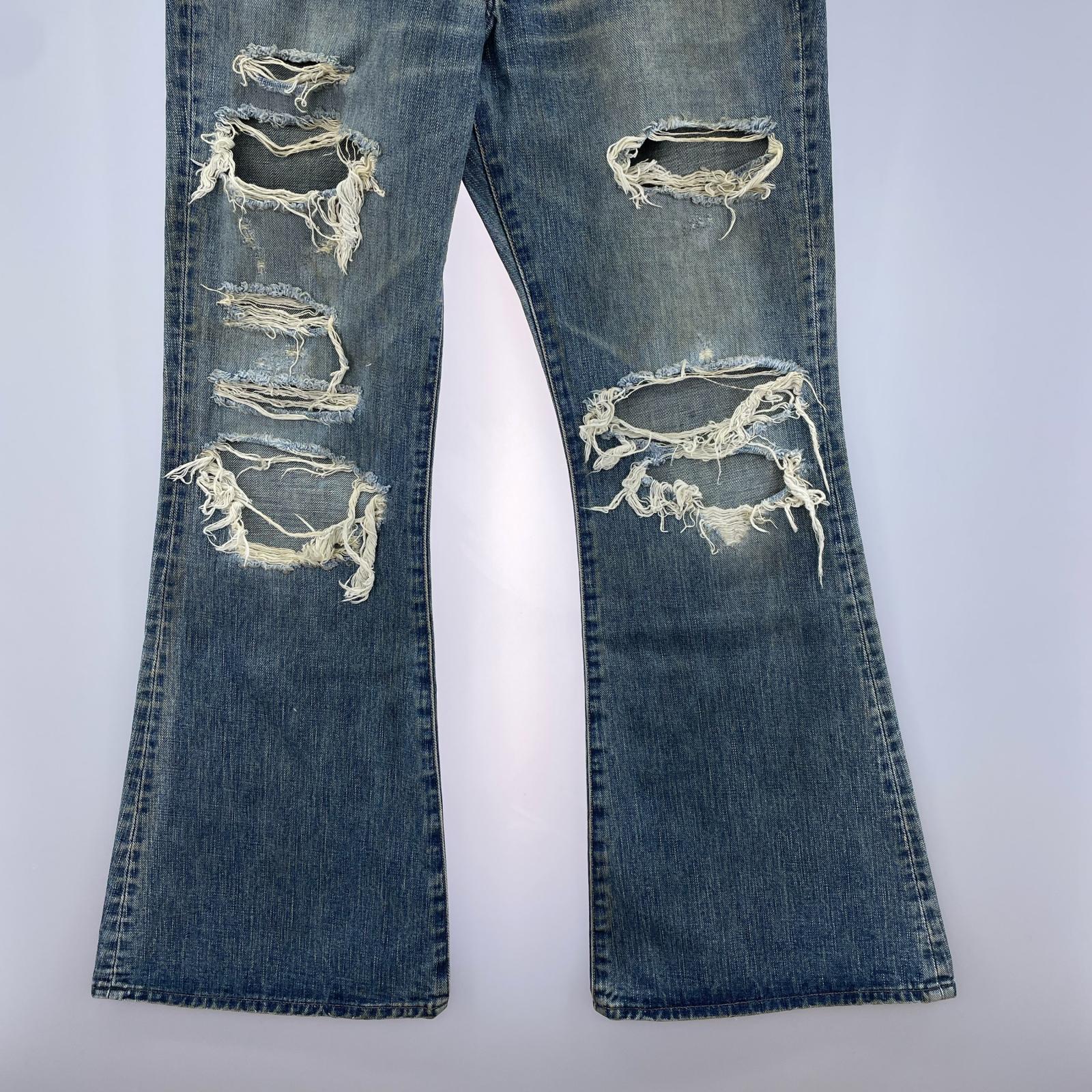 デニムパンツ Destressed Modern Denim Flared Cut W34 34 ブルー