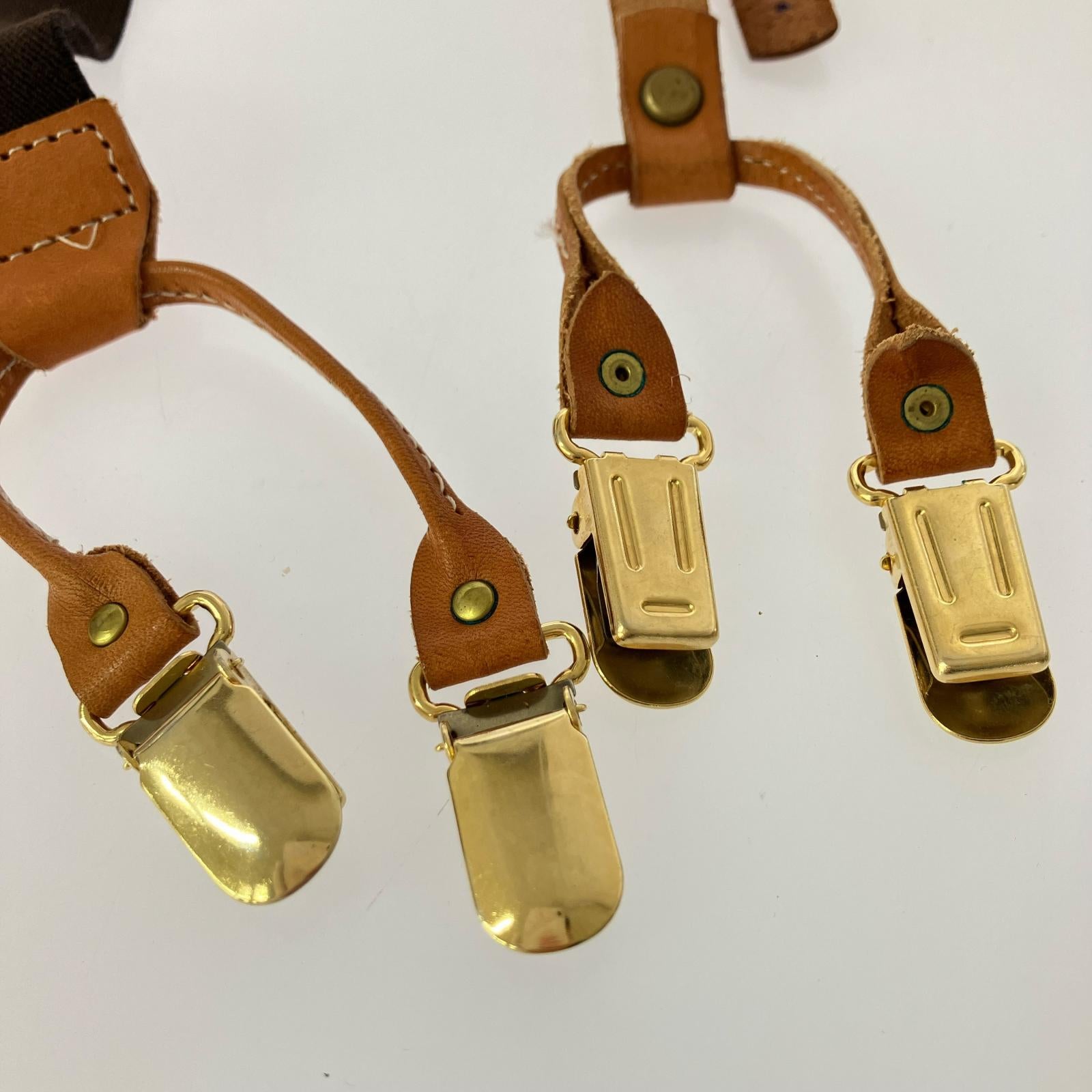 その他アクセサリー レザー サスペンダー ブラウン
