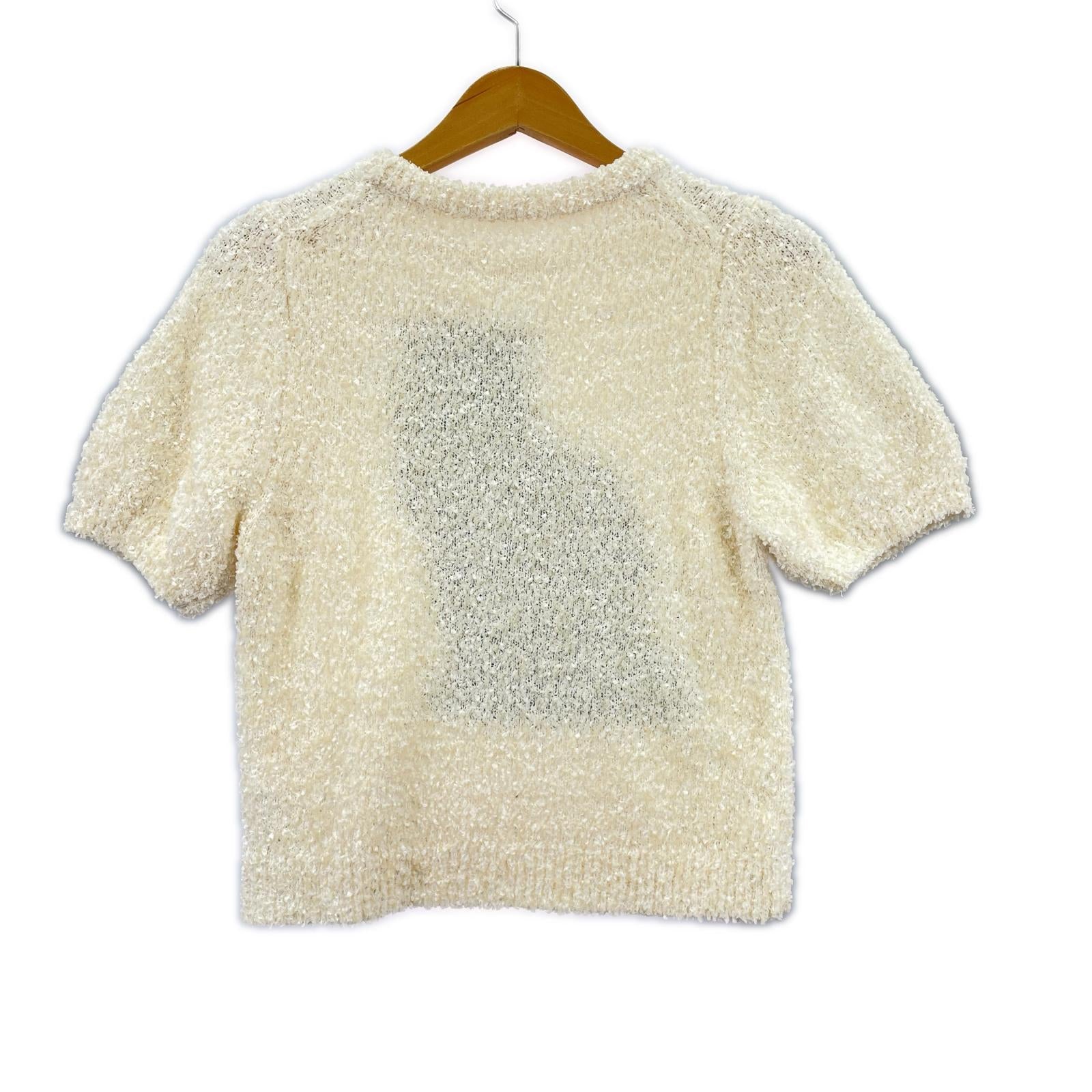 半袖Tシャツ キャットモチーフジャガードニット WHT ホワイト