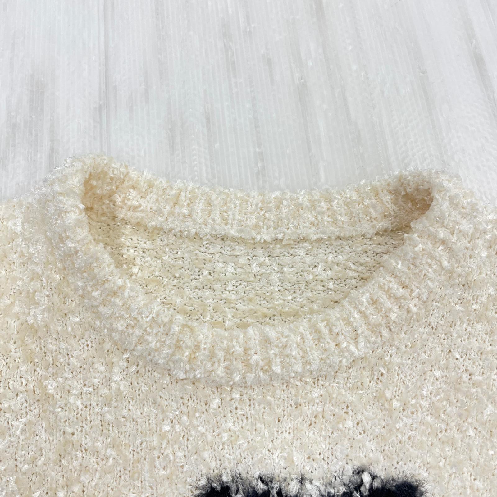 半袖Tシャツ キャットモチーフジャガードニット WHT ホワイト