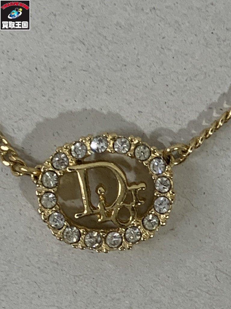 C.Dior/ロゴ ラインストーン/ネックレス