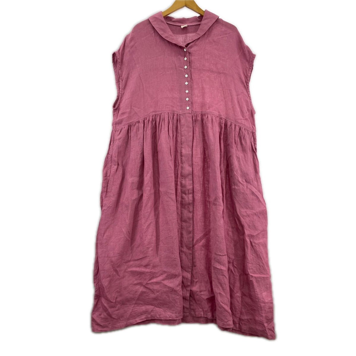 ワンピース 08Mab リネンシャンブレーワンピース フリー ピンク