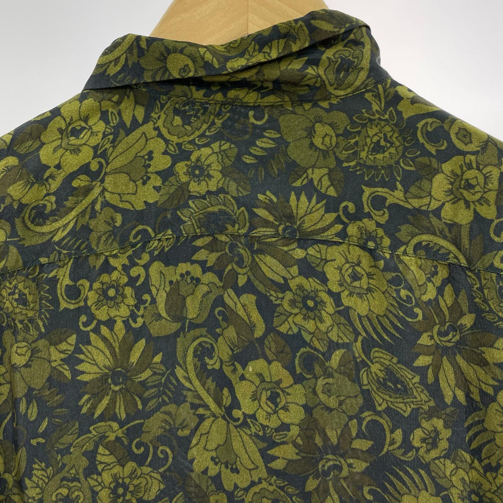 半袖シャツ DRIES VAN NOTEN オープンカラー 総柄シャツ ボタニカル柄 緑 44 グリーン