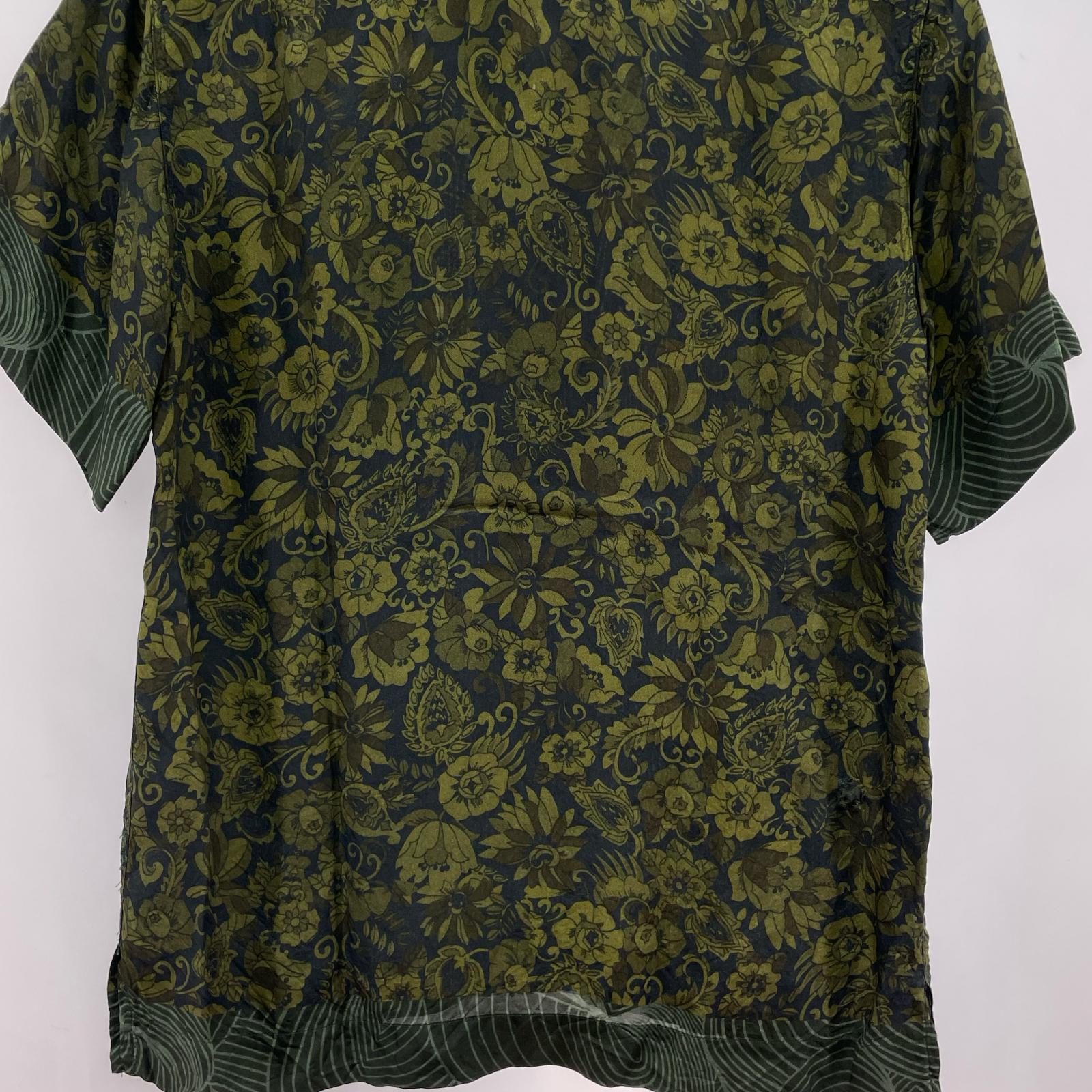 半袖シャツ DRIES VAN NOTEN オープンカラー 総柄シャツ ボタニカル柄 緑 44 グリーン