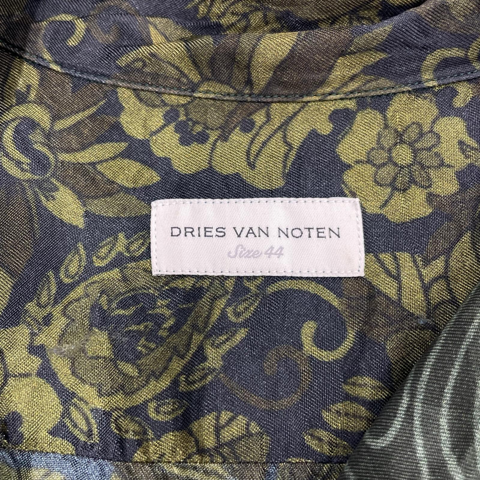 半袖シャツ DRIES VAN NOTEN オープンカラー 総柄シャツ ボタニカル柄 緑 44 グリーン