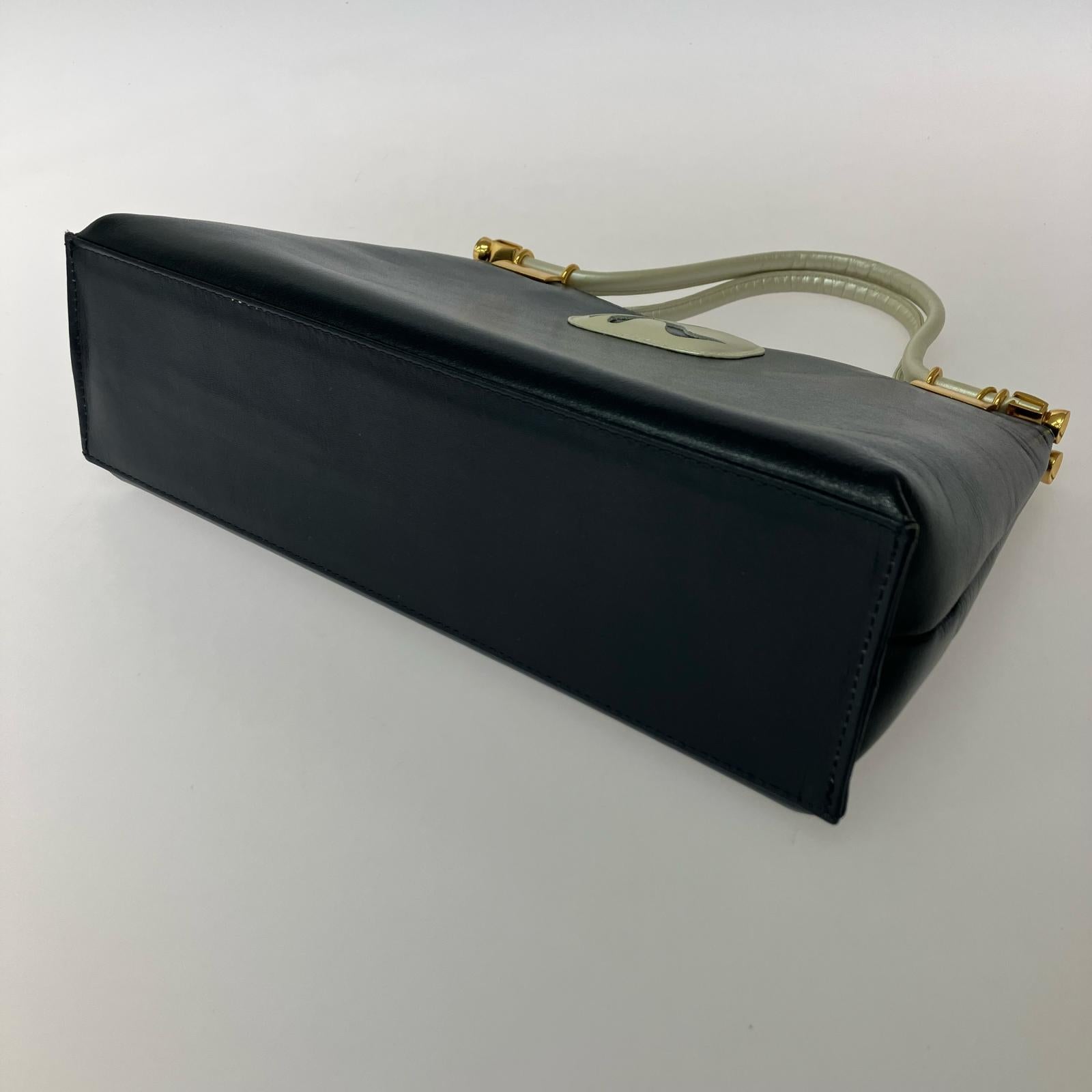 ハンドバッグ レザー ネイビー ネイビー