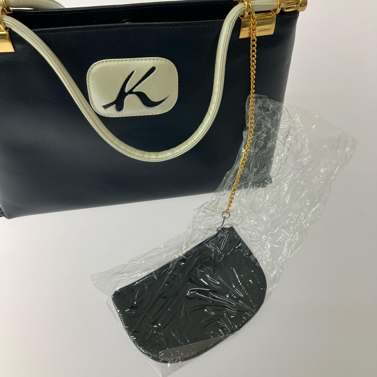 ハンドバッグ レザー ネイビー ネイビー