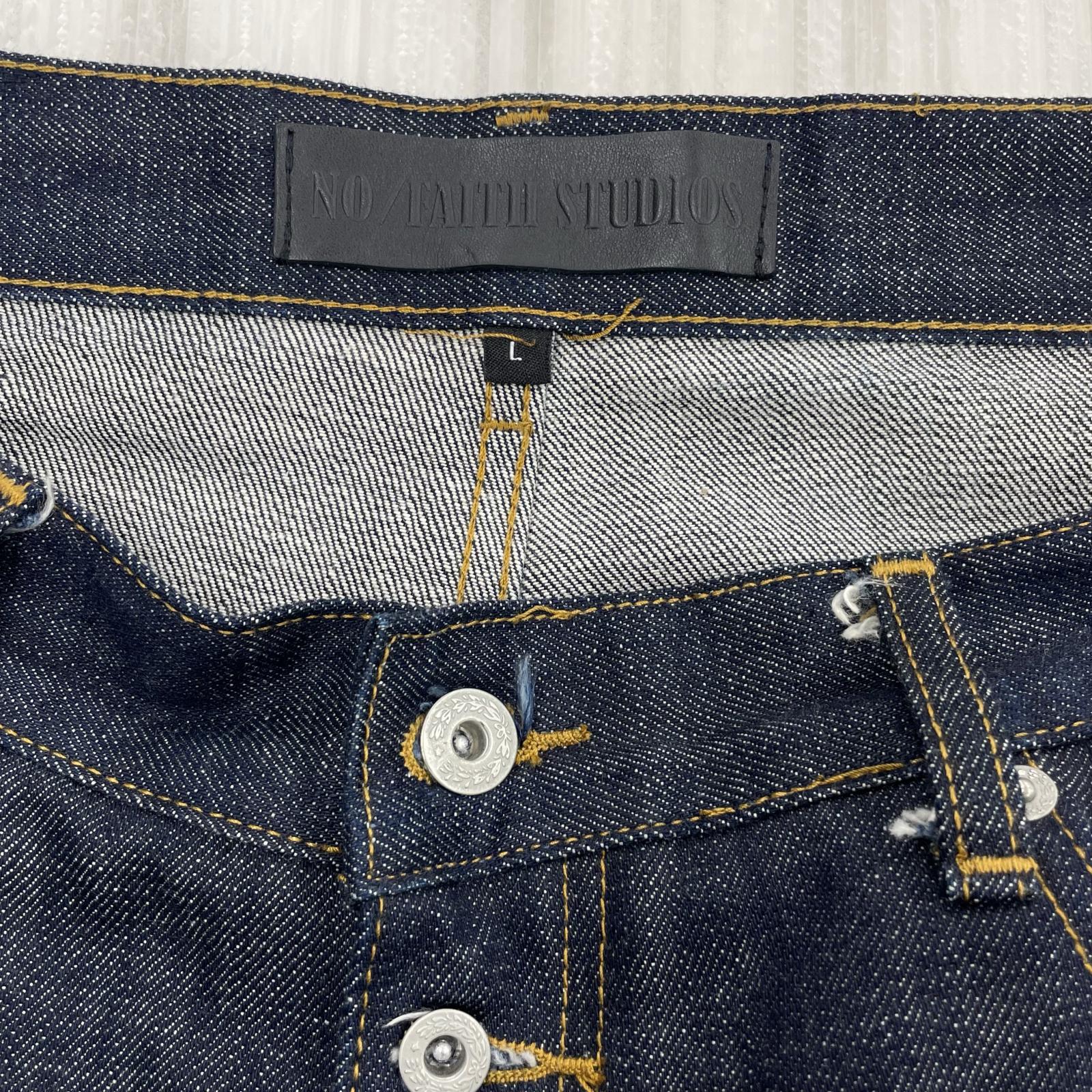 デニムパンツ NO/FAITH STUDIOS RAW DENIM JAPANESE ULTRA LOOSE FIT L L ネイビー