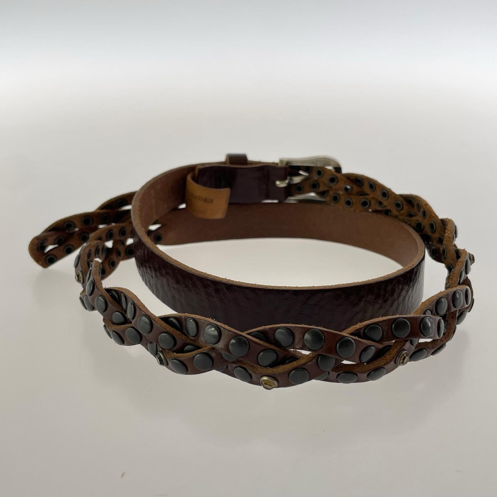 その他アクセサリー CURIOSO STILE スタッズ ナローベルト 編上げ ブラウン