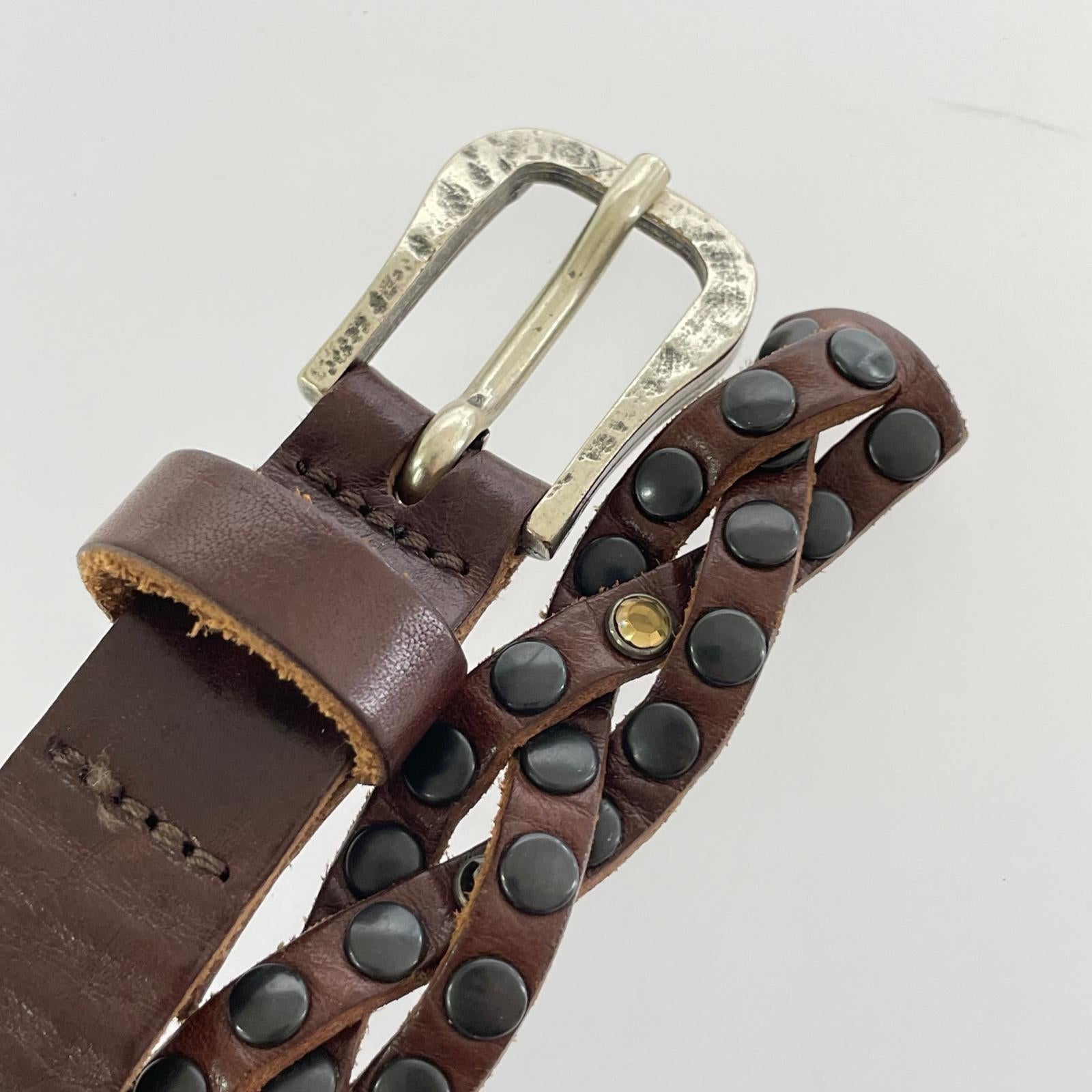 その他アクセサリー CURIOSO STILE スタッズ ナローベルト 編上げ ブラウン