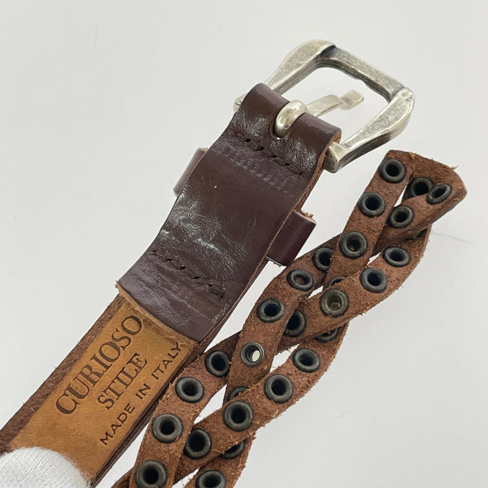 その他アクセサリー CURIOSO STILE スタッズ ナローベルト 編上げ ブラウン