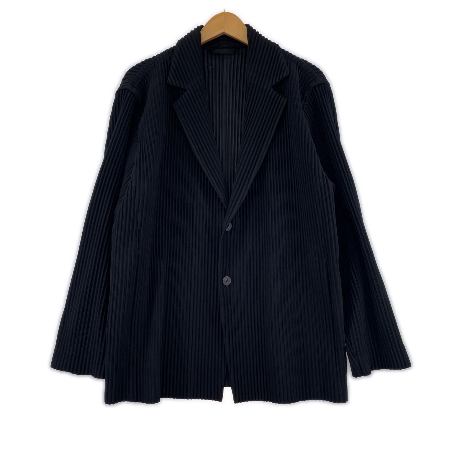 テーラードジャケット HOMME PLISEE ISSEY MIYAKE PLEATS JACKET ブラック