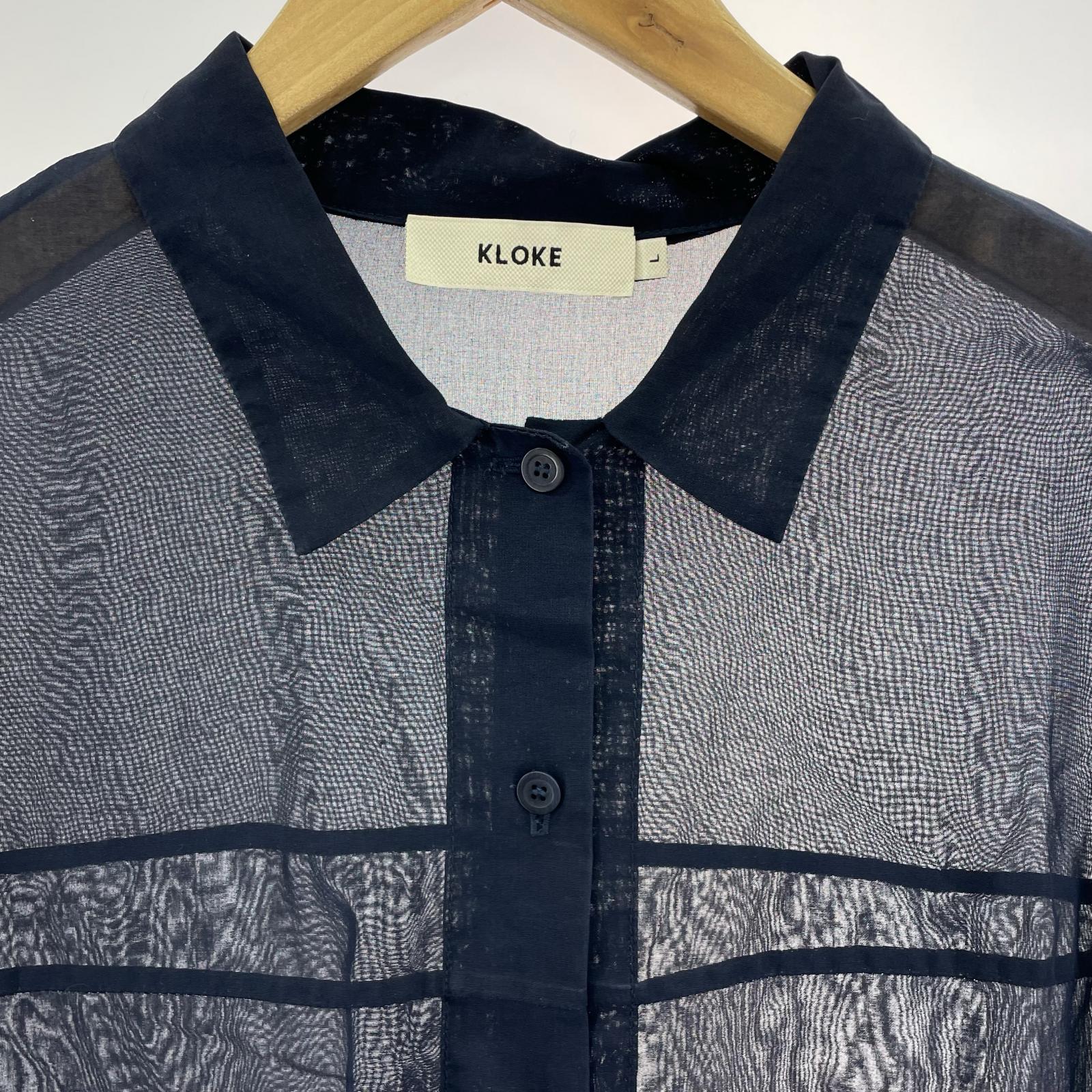 長袖シャツ KLOKE コットンシースルーシャツ L ネイビー L ネイビー