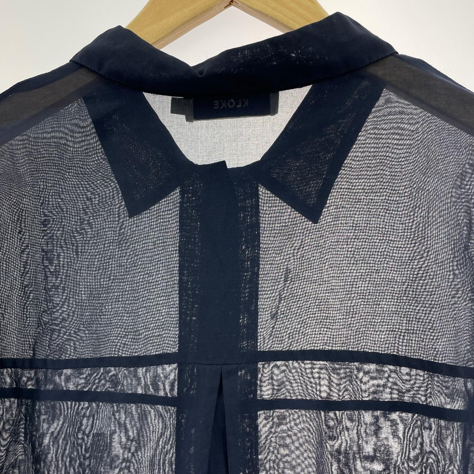 長袖シャツ KLOKE コットンシースルーシャツ L ネイビー L ネイビー