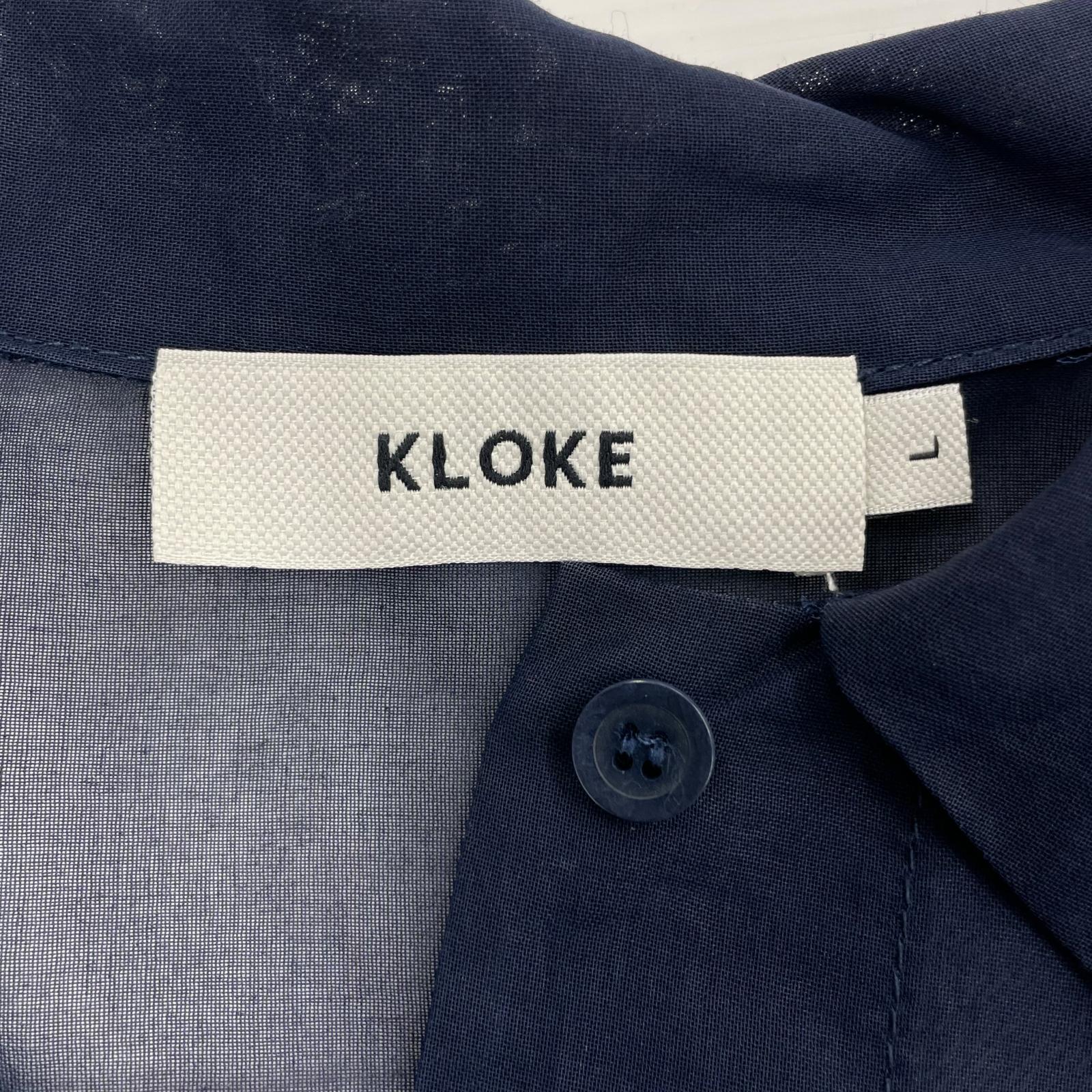 長袖シャツ KLOKE コットンシースルーシャツ L ネイビー L ネイビー