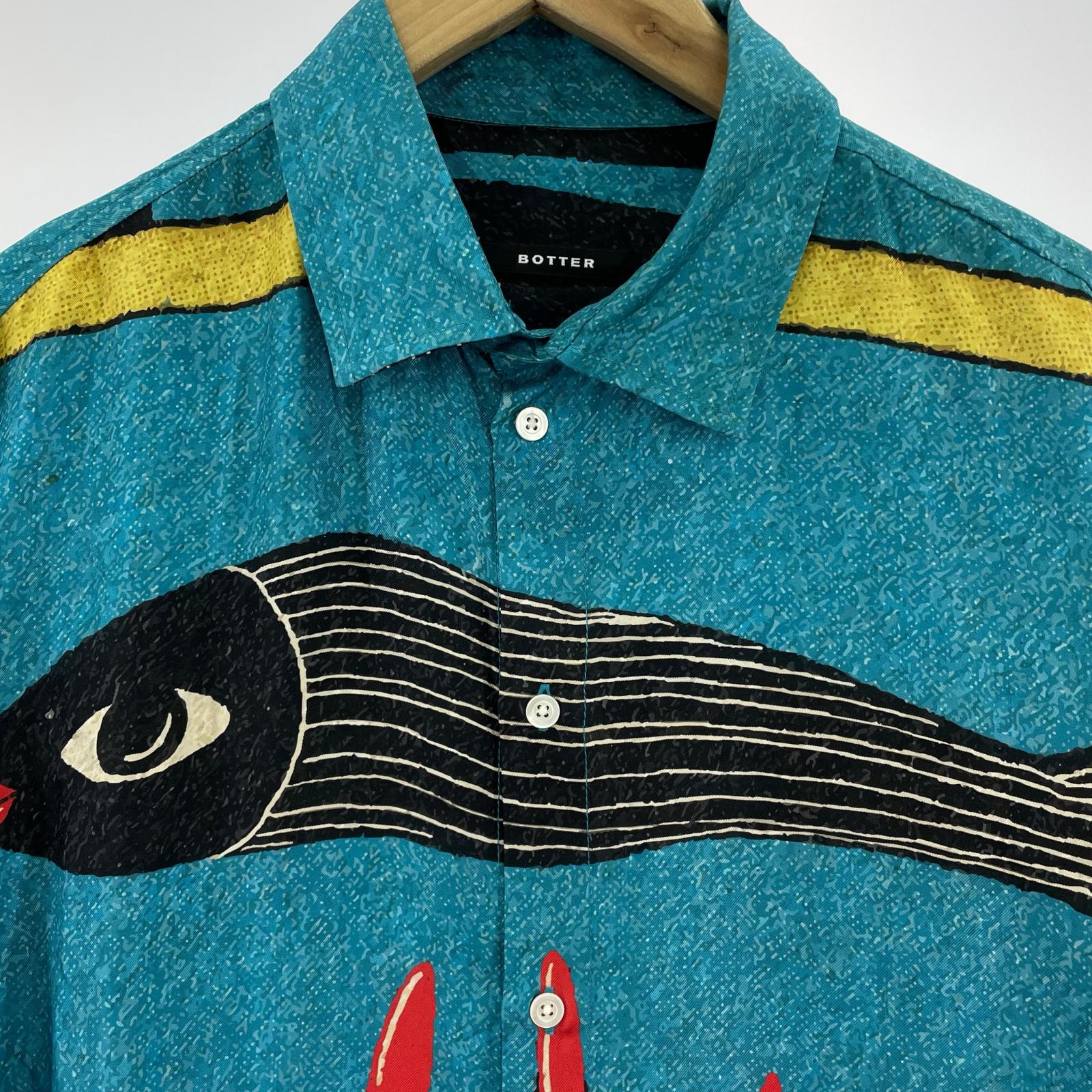 長袖シャツ BOTTER BT CLASSIC SHIRT BLUE HAND シルクシャツ 48 ブルー 48 ブルー