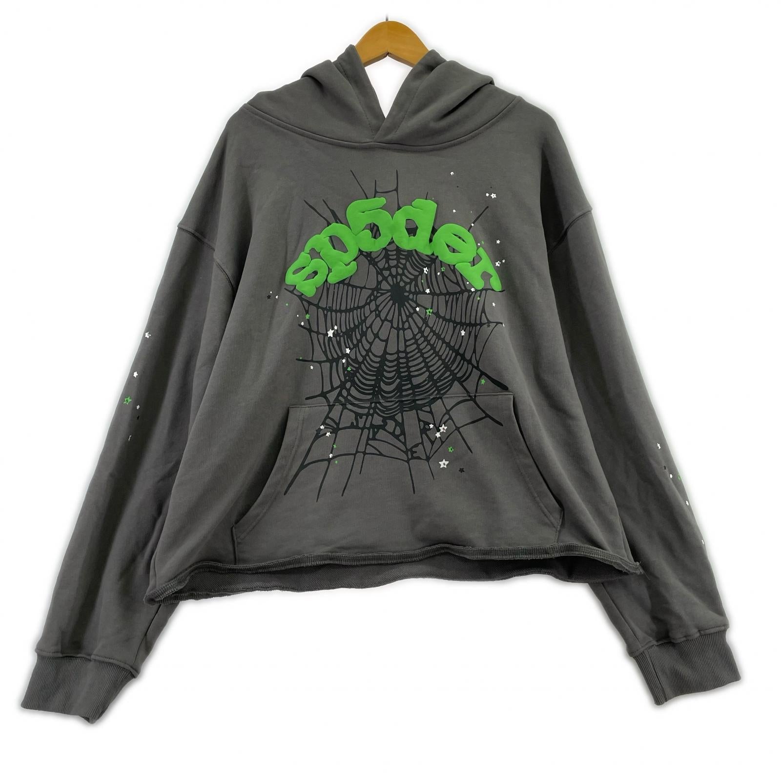 パーカー sp5der スパイダーフーディ M M グレー