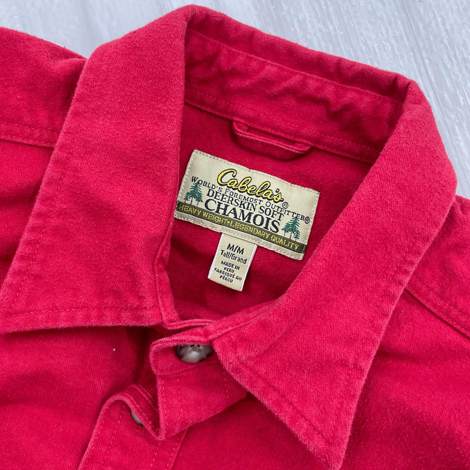 長袖シャツ Cabelas シャモクロス 赤 M レッド
