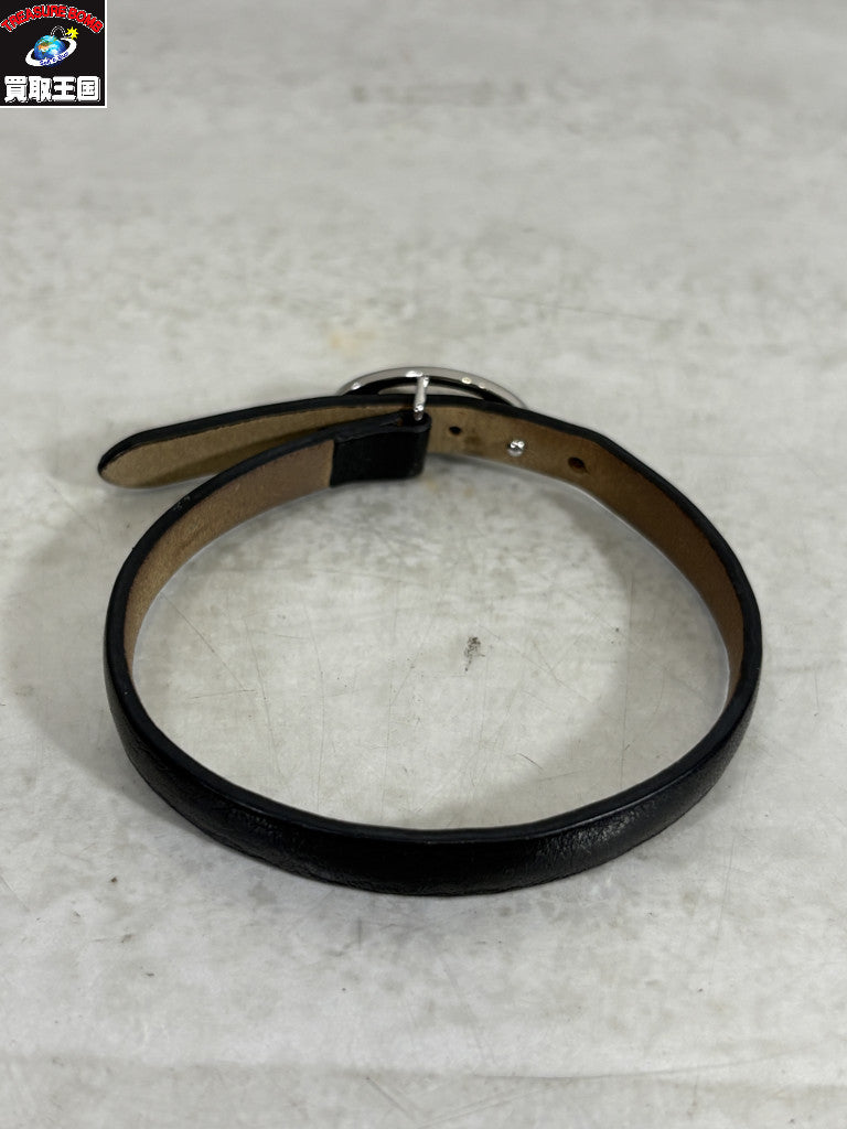 ブレスレット Black Leather Stackable Bracelet