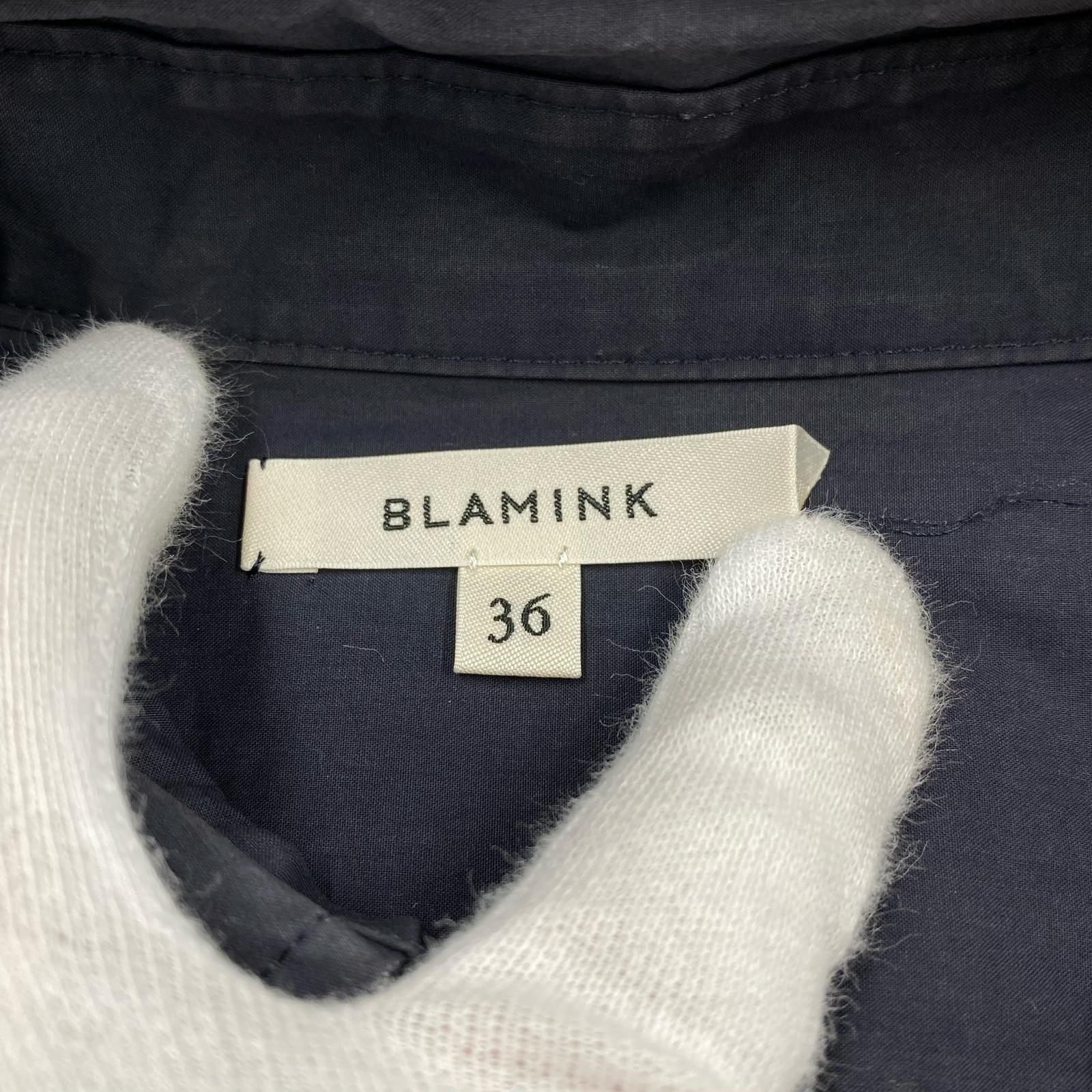 ワンピース BLAMINK コットンS/Sシャツワンピース 36 紺 36 ネイビー