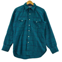 長袖シャツ 70s PENDLETON ウールチェックシャツ M M グリーン