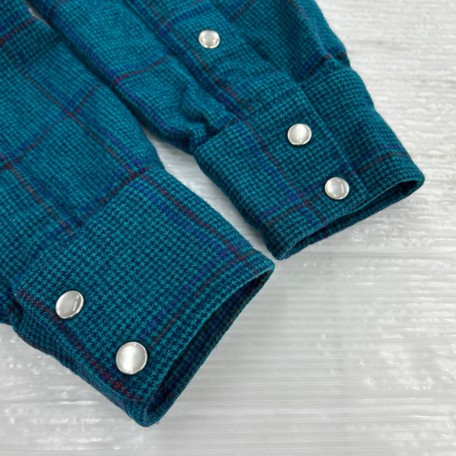 長袖シャツ 70s PENDLETON ウールチェックシャツ M M グリーン