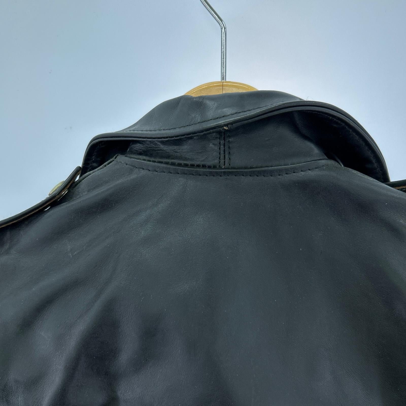 ライダースジャケット aero leather ダブル ホースハイド ブラック (40) 40 ブラック