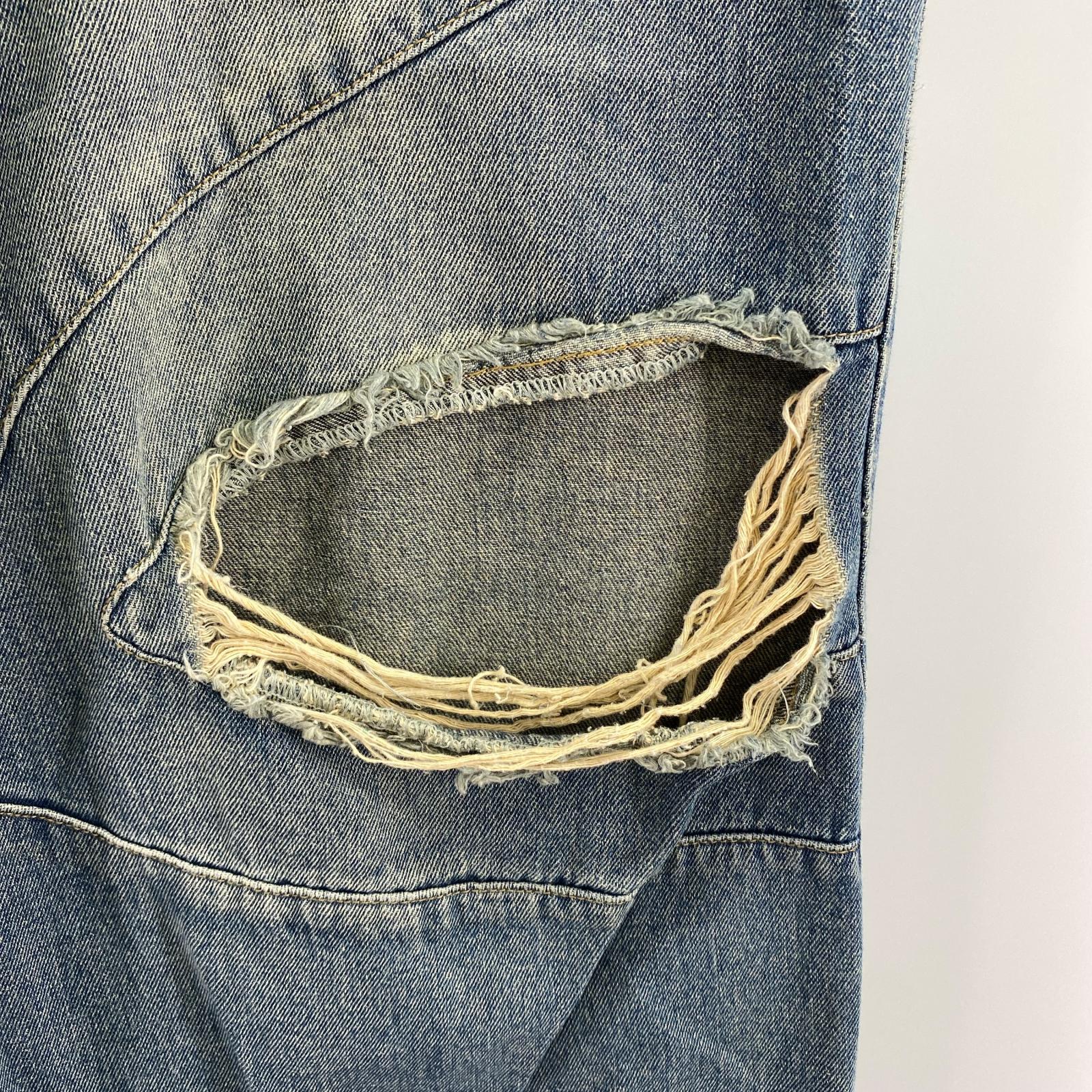 デニムパンツ THELEADER ワイドクラッシュデニムパンツ L