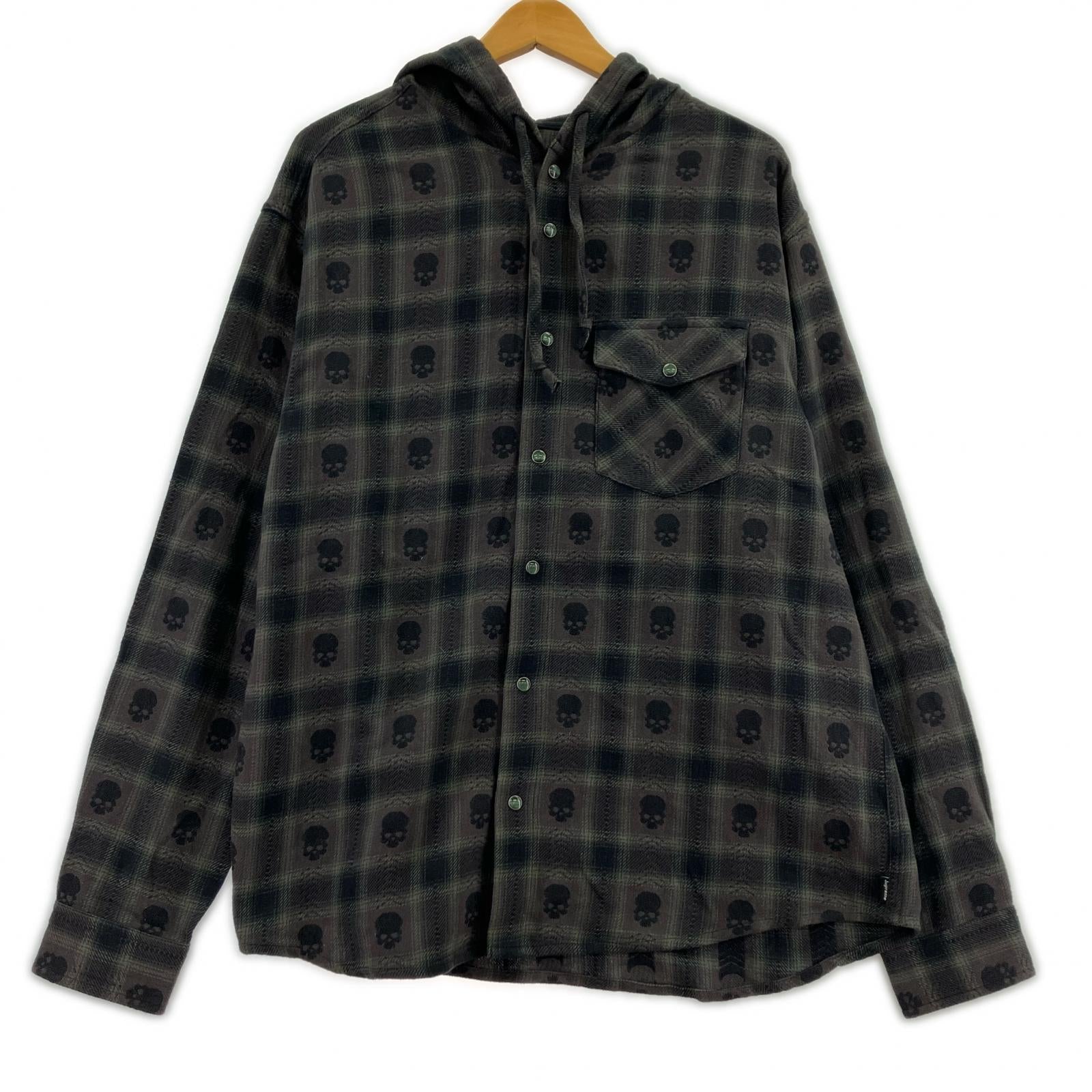 長袖シャツ Supreme×Number nine Hooded Flannel Shirt M 黒 M ブラック