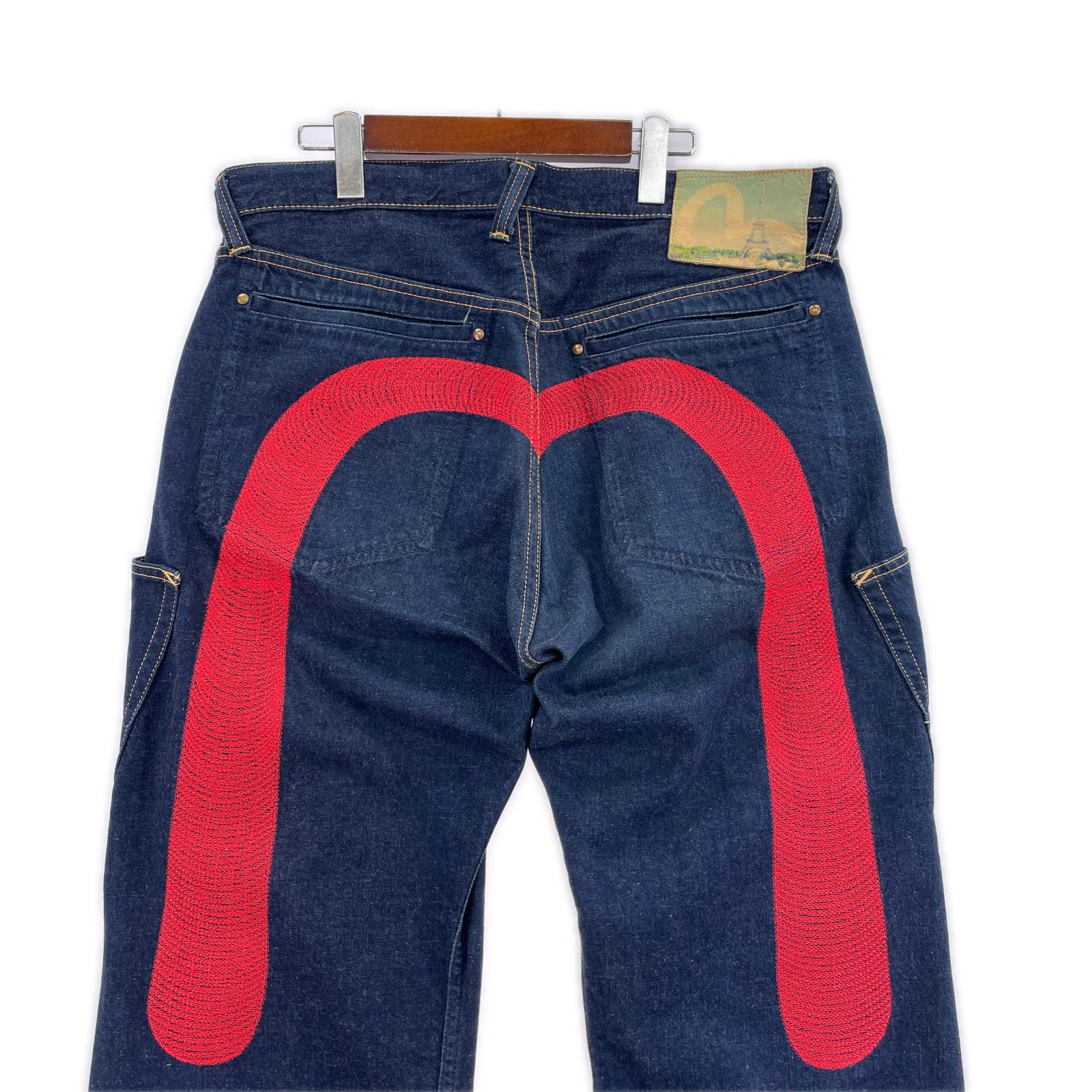 デニムパンツ EVISU 塩谷兄弟 刺繍大カモメ デニムパンツ 36×33 36 ネイビー