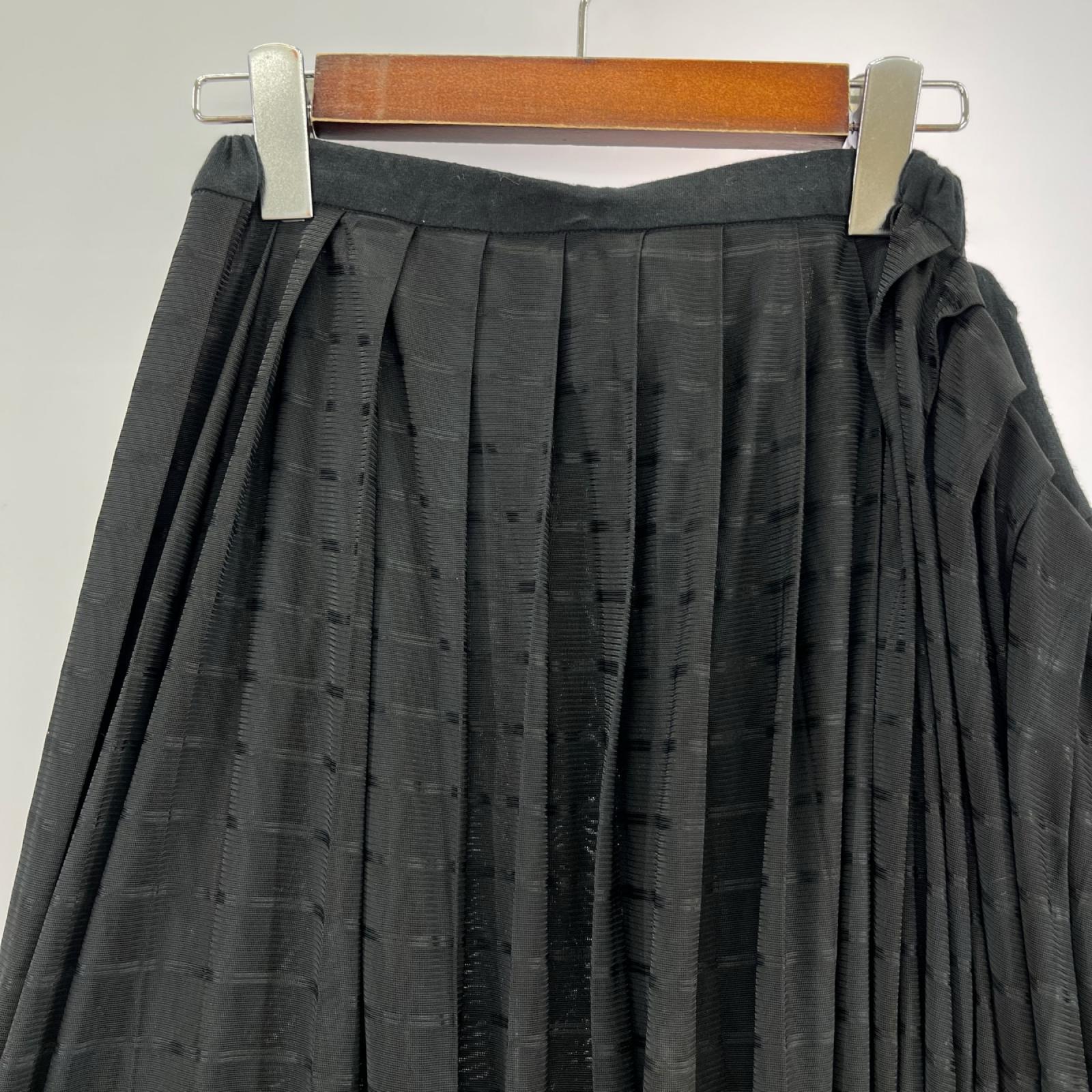 ロングスカート Acetate Pleat Drape Skirt 黒 (3) 3 ブラック
