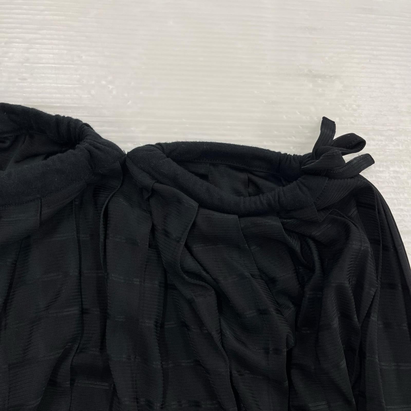 ロングスカート Acetate Pleat Drape Skirt 黒 (3) 3 ブラック