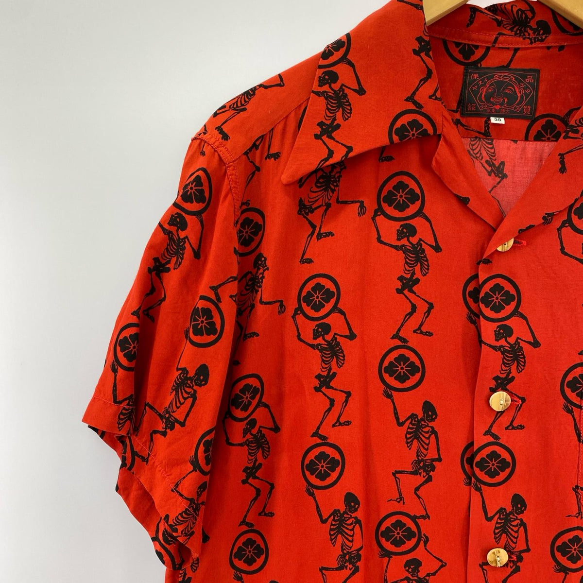 半袖シャツ アロハシャツ スカル レッド (38) 38 レッド