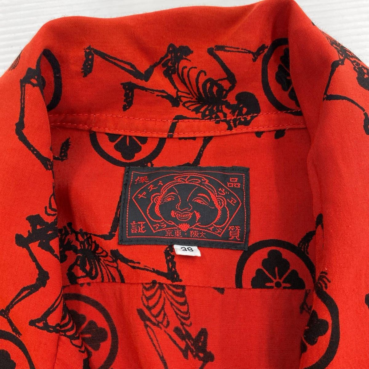 半袖シャツ アロハシャツ スカル レッド (38) 38 レッド