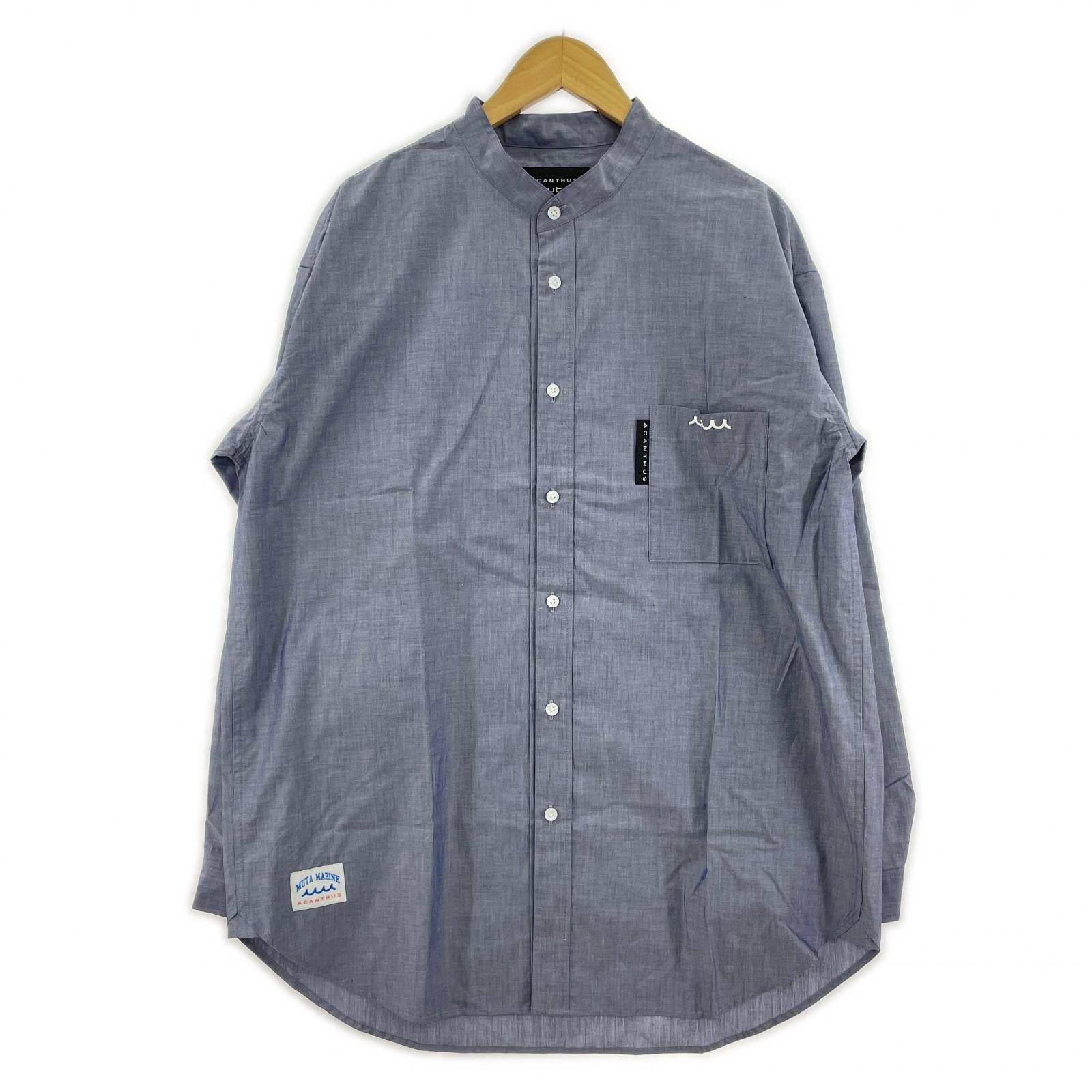 長袖シャツ MARINE × ACANTHUS オーバーサイズカラーシャツ 青 ブルー