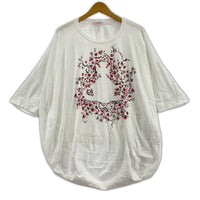 半袖Tシャツ 花柄 白 (2) 2 ホワイト