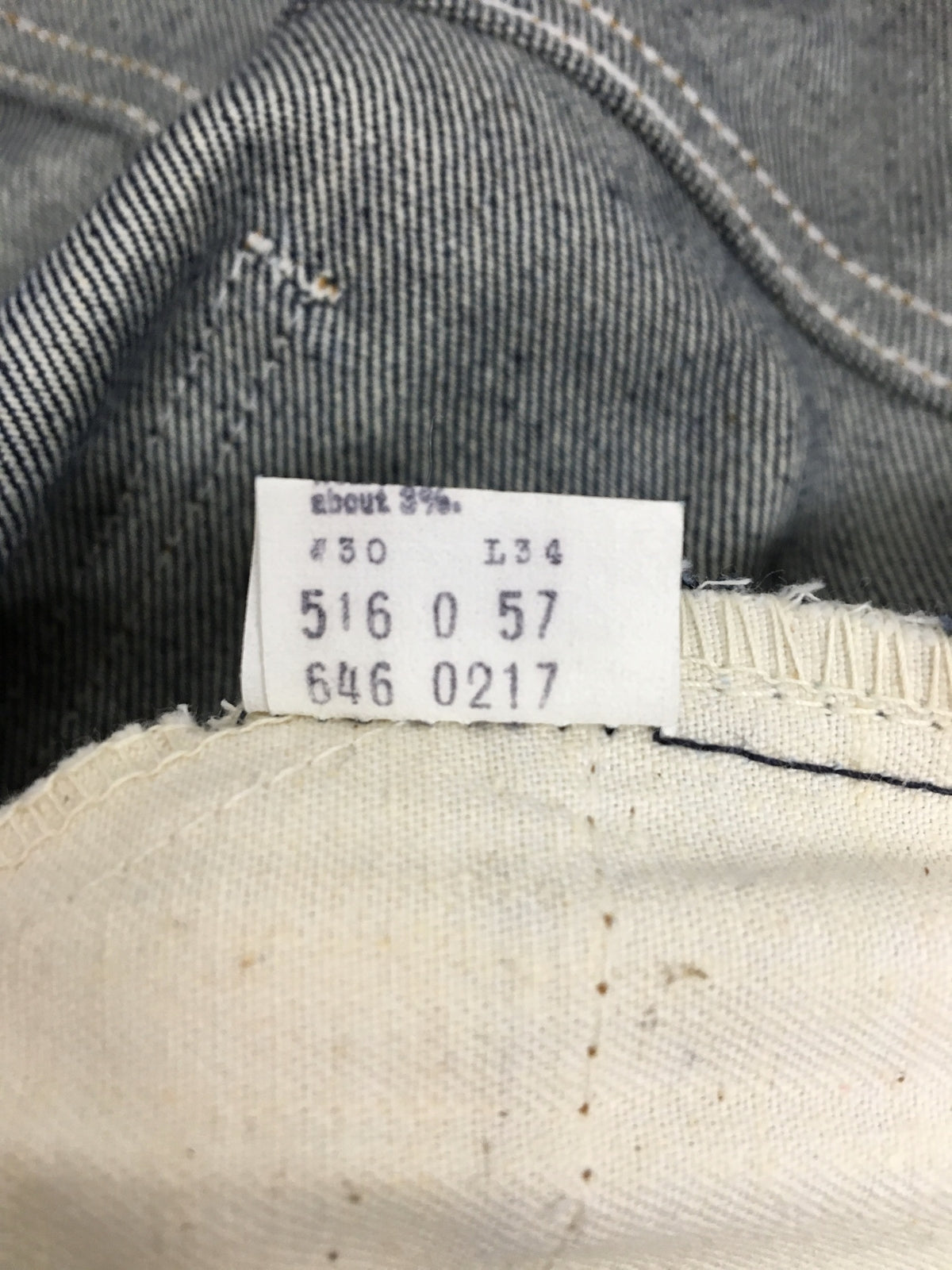 デニムパンツ 70s 646-0217 30×34 デッドストック フラッシャー付き