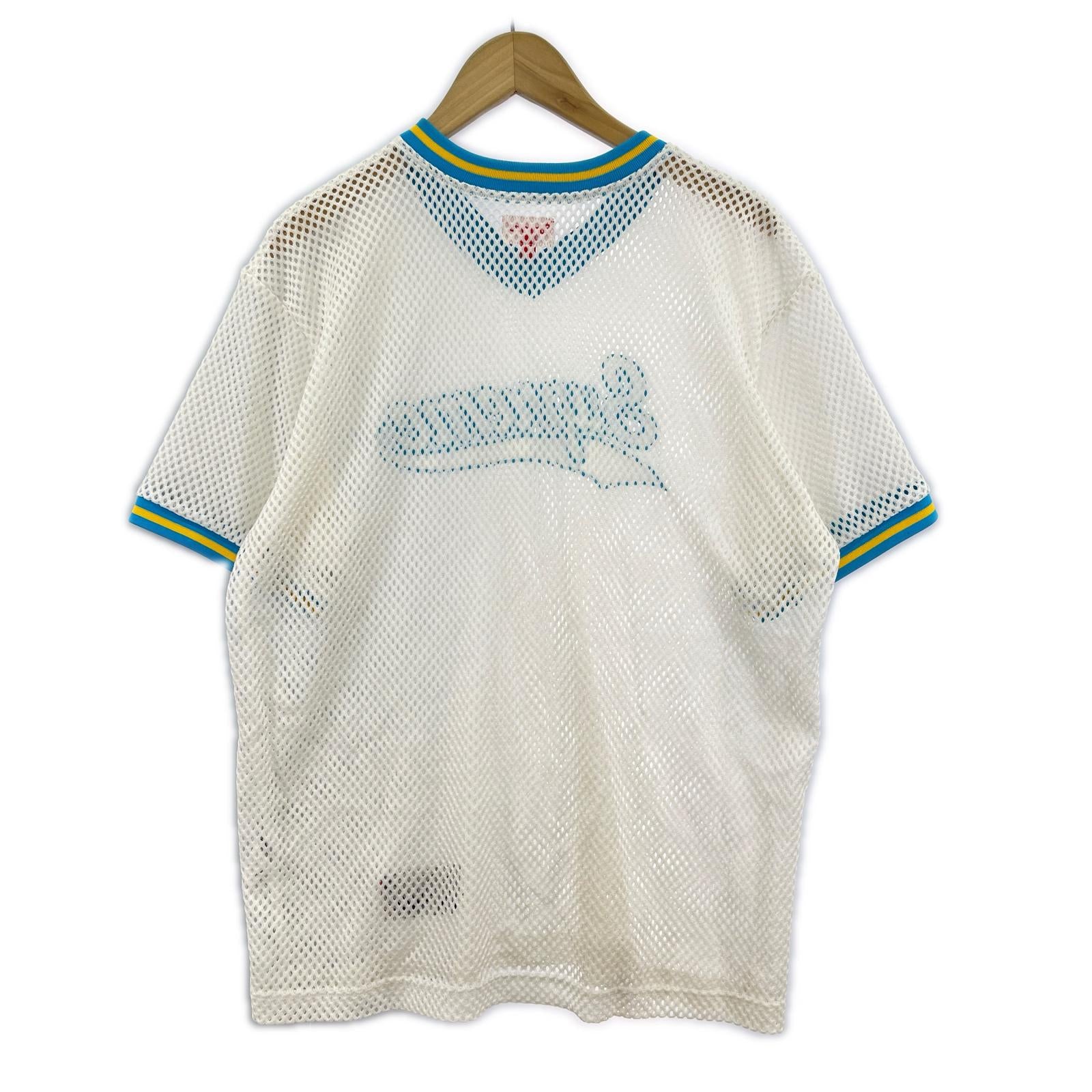 半袖Tシャツ ベースボール メッシュ vネック M M ホワイト