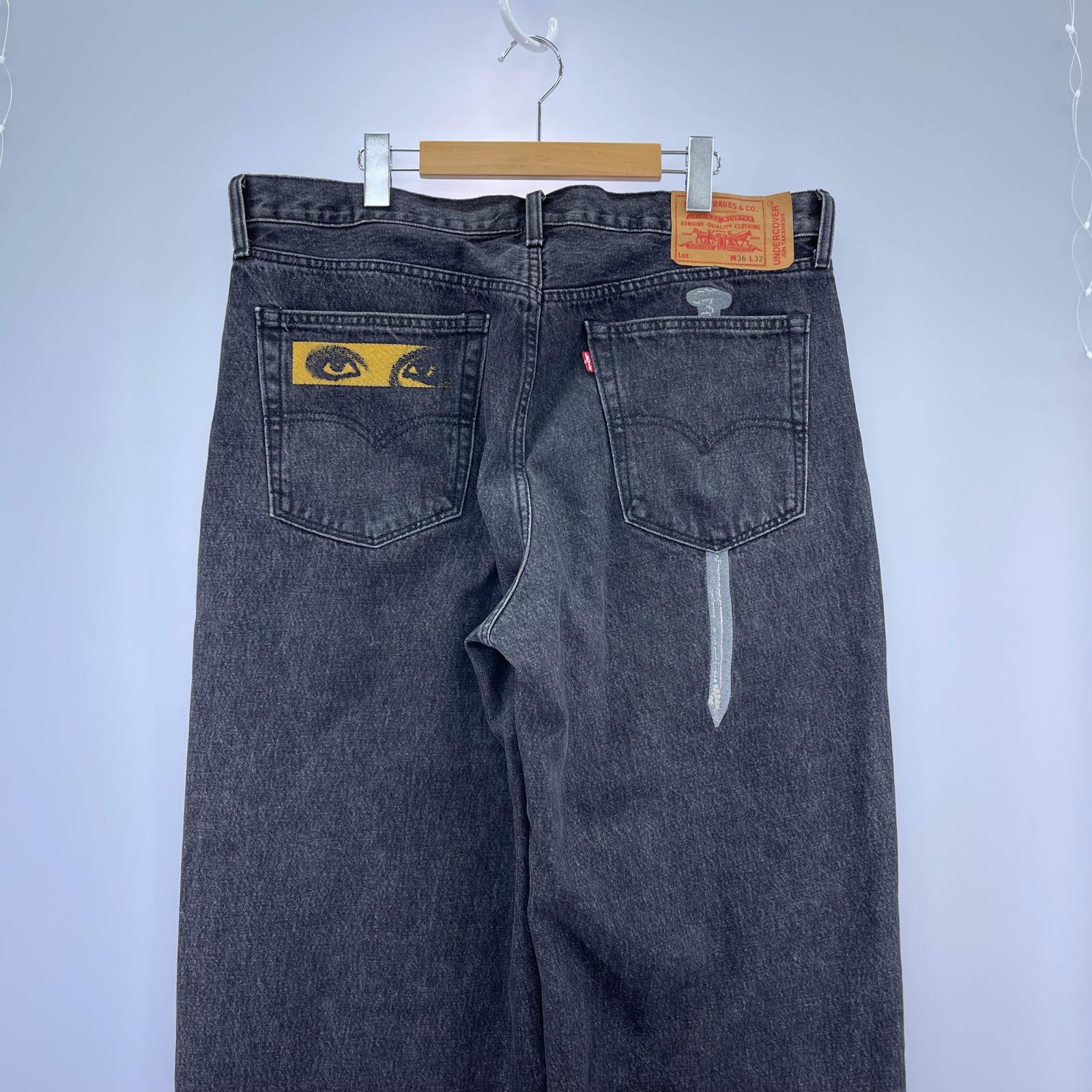 デニムパンツ 25ss プリントデニム W36 36 ブラック
