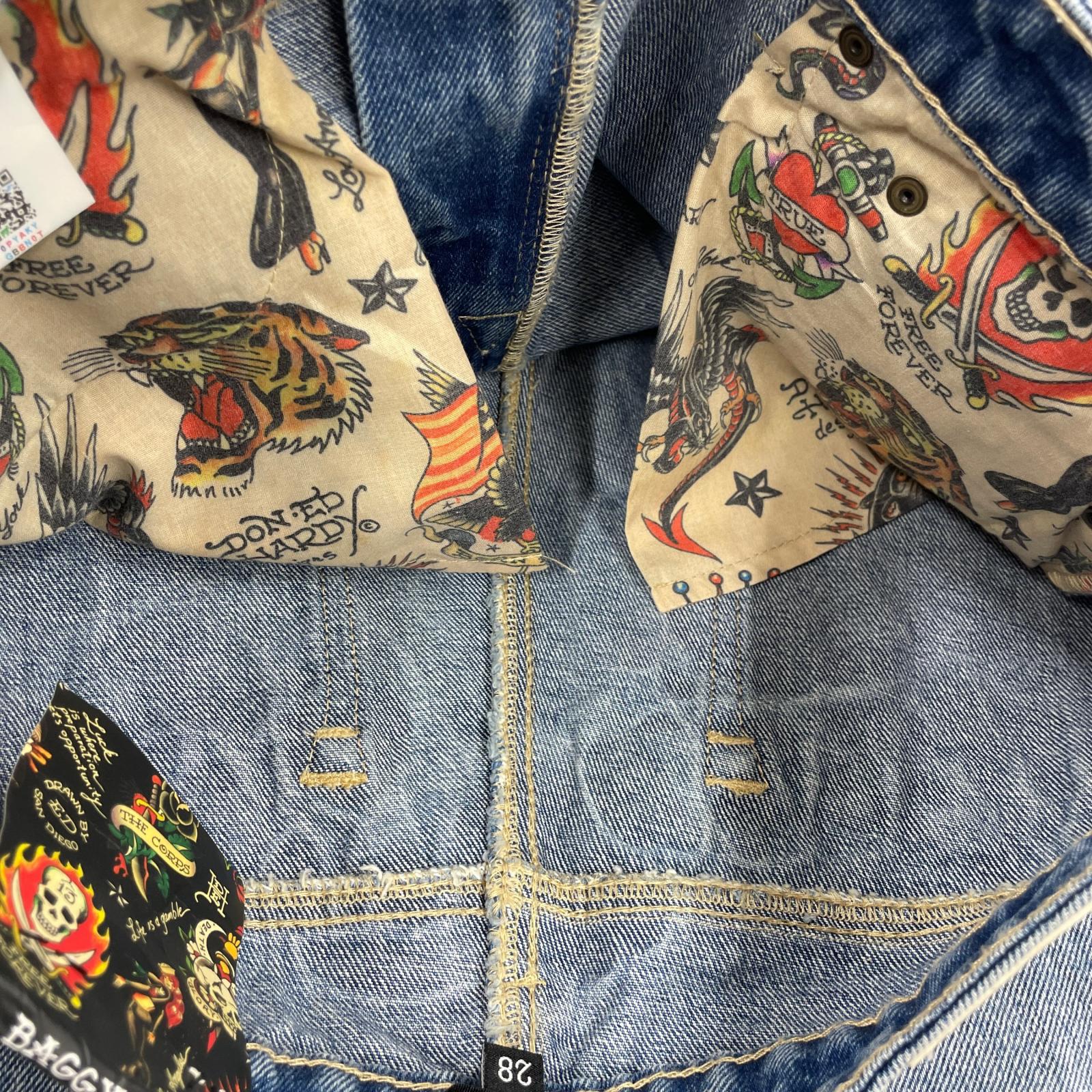 デニムパンツ Ed Hardy バックプリントデニムパンツ サックス 28